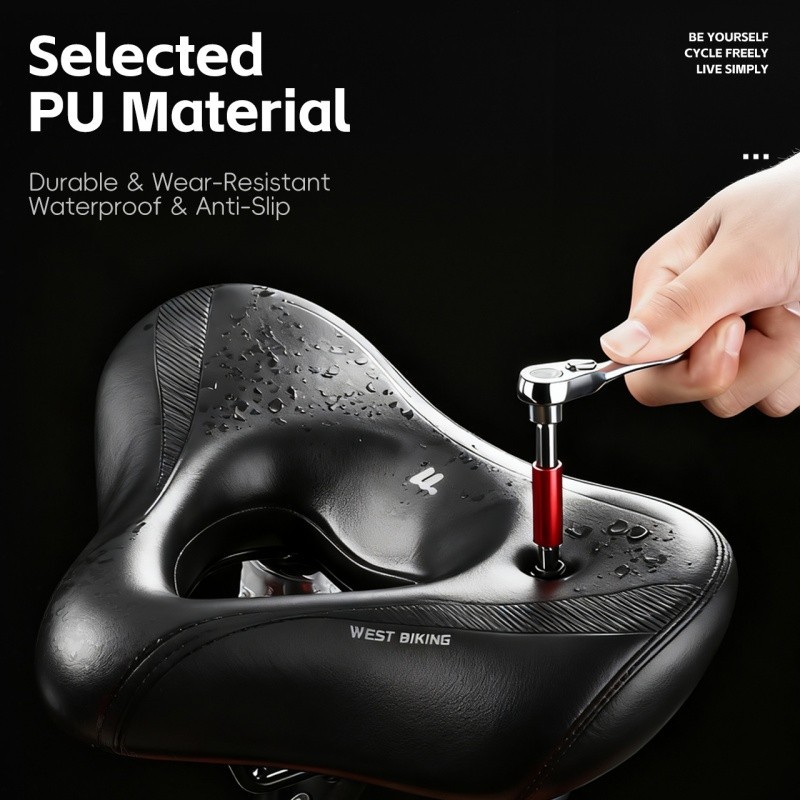 WEST BIKING Bicycle Saddle Shock Absorption Comfort Bike Widen Thicken Cushion