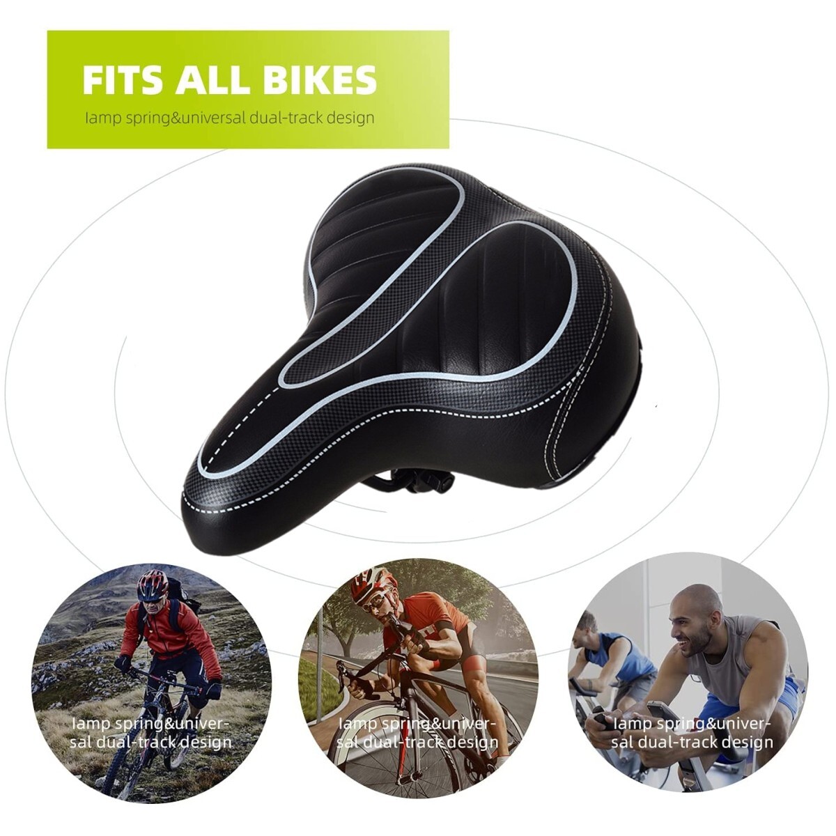 For Bike E-Bike Bicycle Comfort Wide Big Bum Gel Cushion Soft Saddle Seat Pad