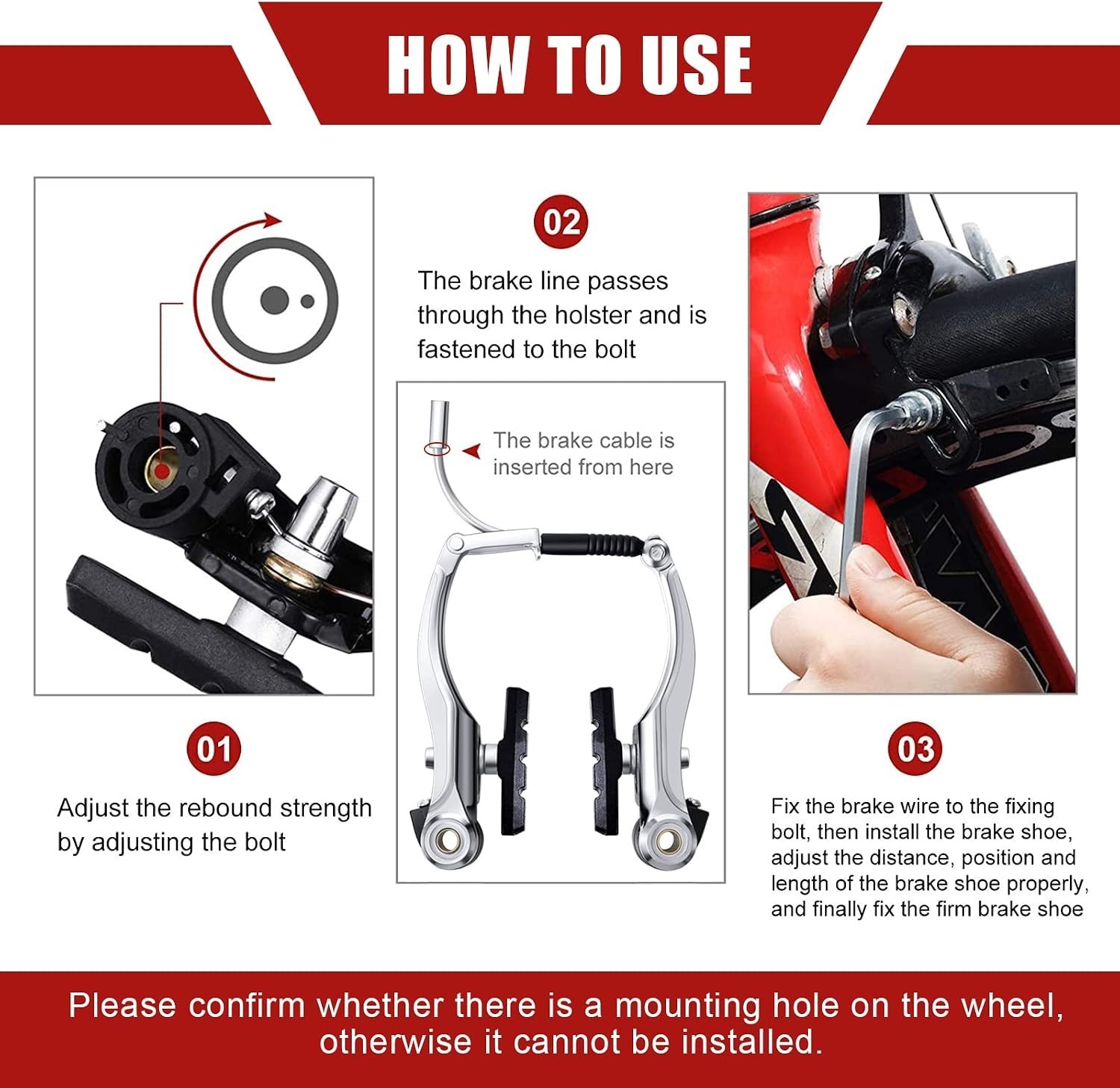 Bike Brake Set V-type Aluminum Alloy Cables Levers for MTB Road Bikes