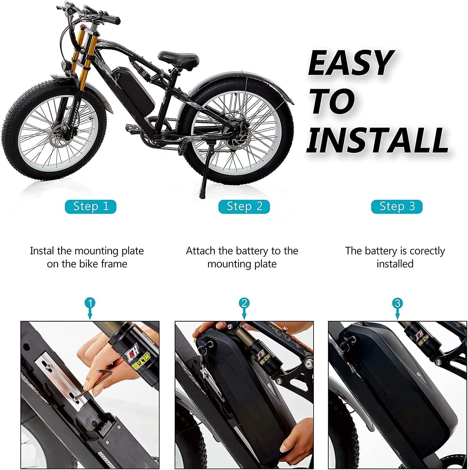E-bike Battery 60V 52V 48V 25Ah Lithium ion for Bicycle 0~2000W Bafang CSC Motor