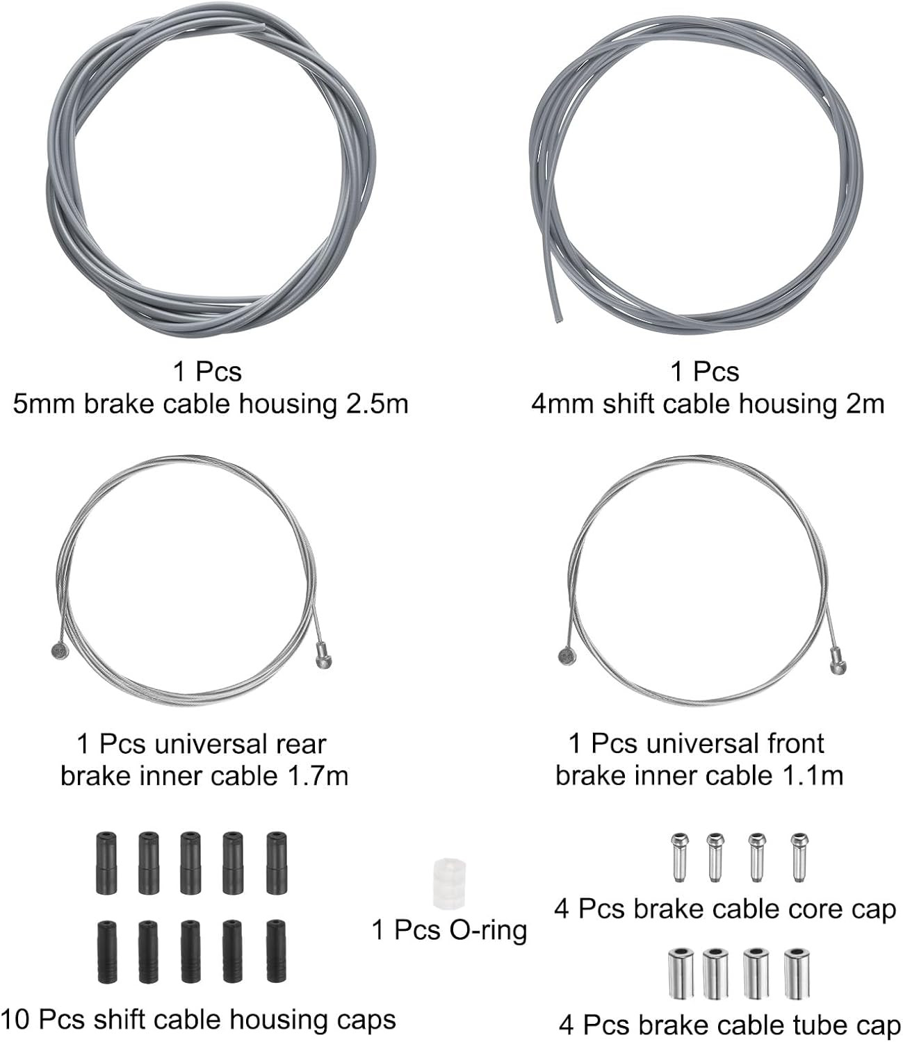 Universal Bicycle Brake and Shift Cable Housing Set for Road and Mountain Bikes