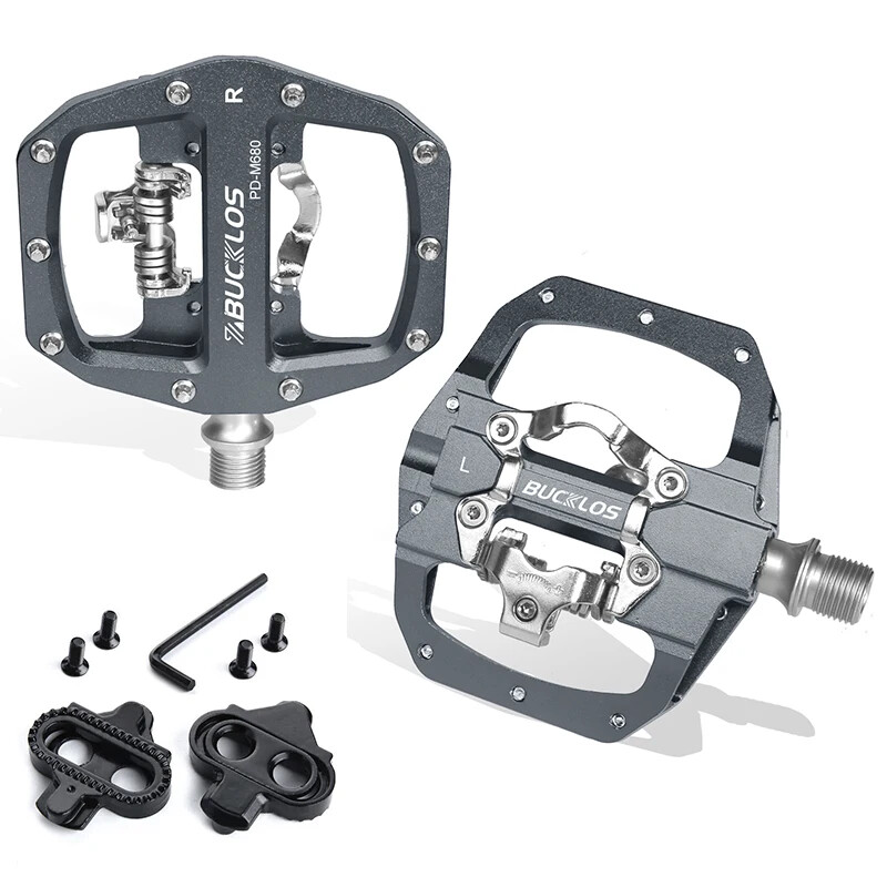 Clipless Self-locking MTB Pedal for Bike Mixed Pedals Dual Lock/Flat Pedals