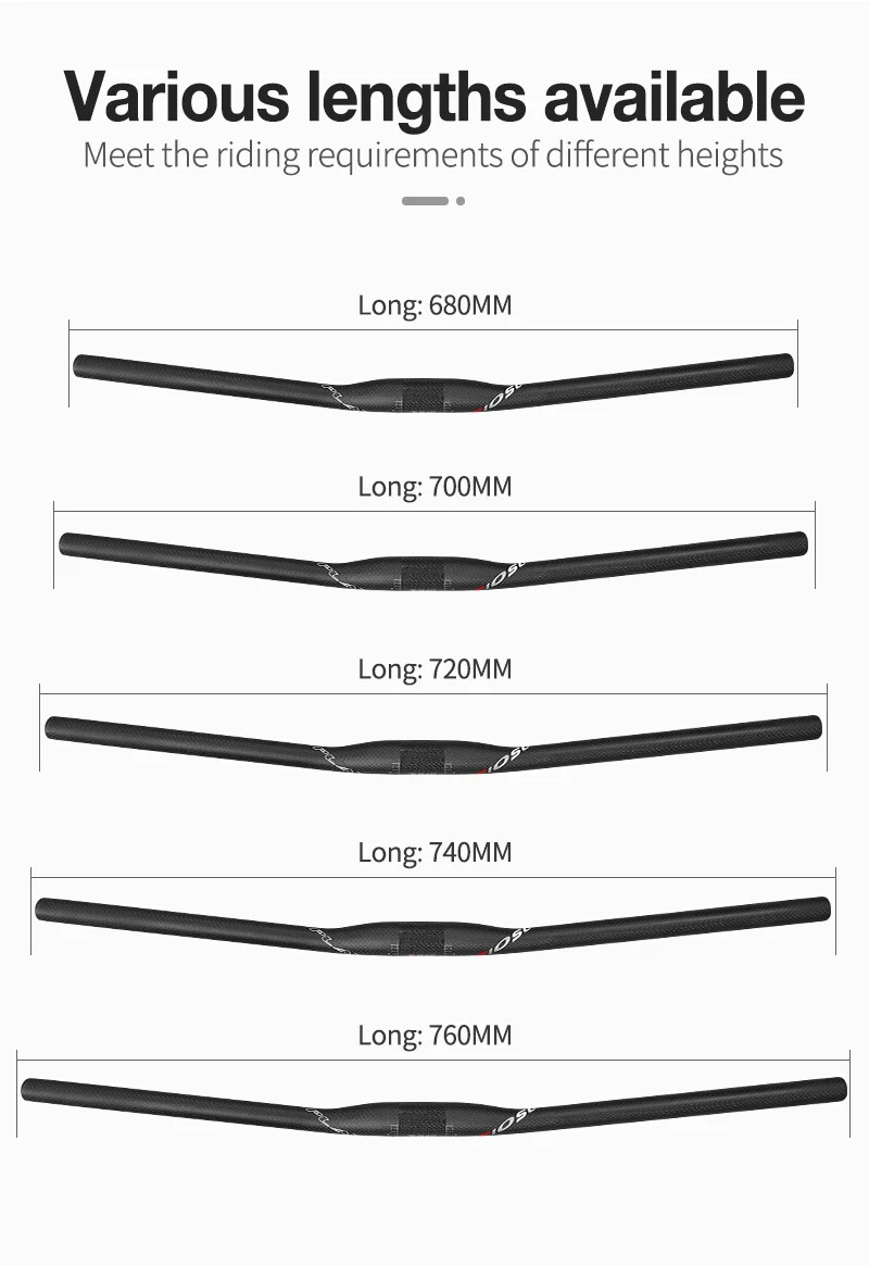 3K Matte Mountain Bike Carbon Fiber Handlebar 31.8 *680/700/720/740/760mm