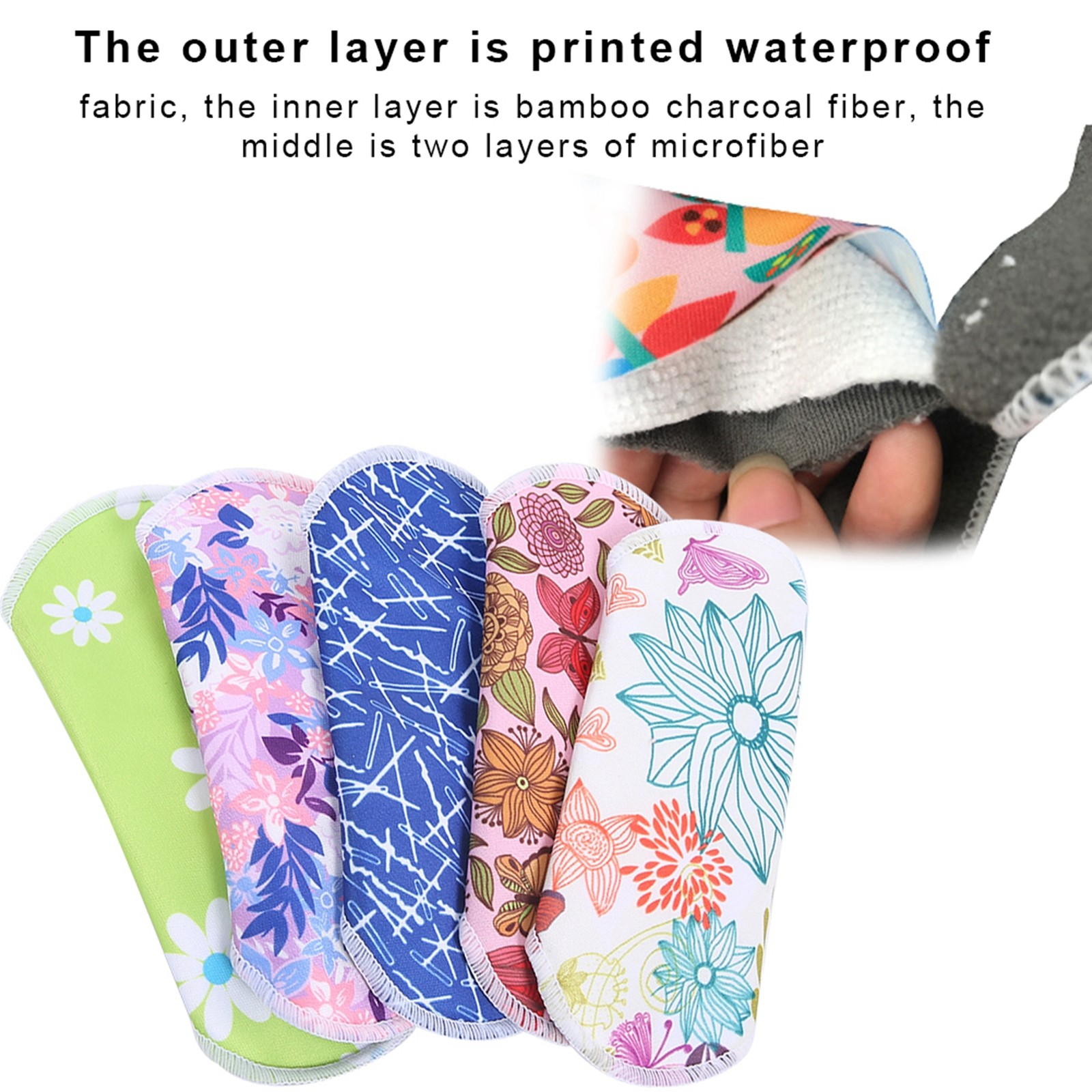 Menstrual Pad Reusable Waterproof Bamboo Charcoal Fiber Cloth Washable Women BEA