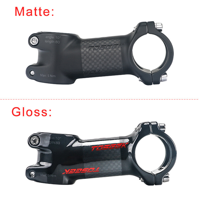 TOSEEK Bicycle Carbon Stem 10/17/25/35 Degree Road Cycling Handlebar Accessory