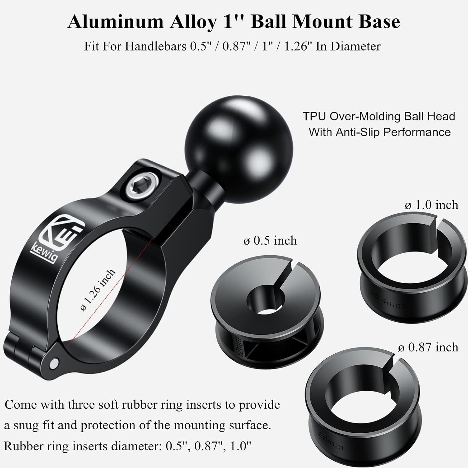 2 Pack Aluminum Alloy Handlebar Mount Base With 1″ TPU Ball For RAM Mounts New