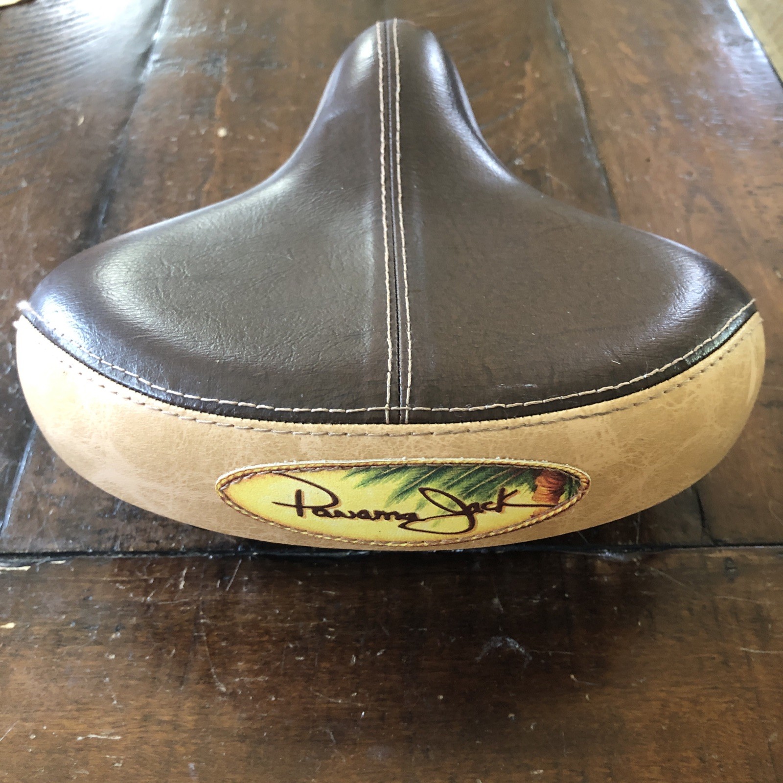 Huffy Panama Jack Brown & Tan Bicycle Saddle With Chrome Seat Post 9.5″ x 10″