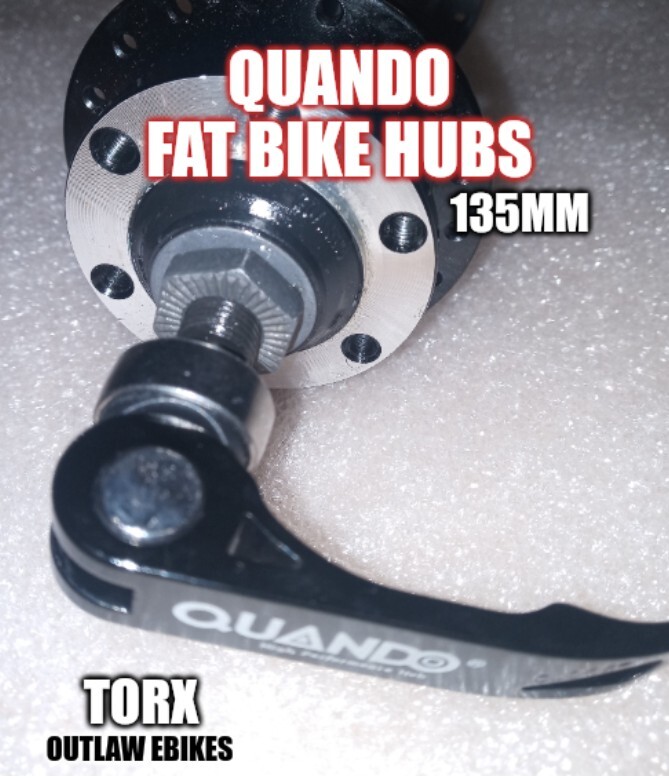 Quando Fat bike front hub aluminum 135mm QR disc type. TORX Outlaw Ebikes