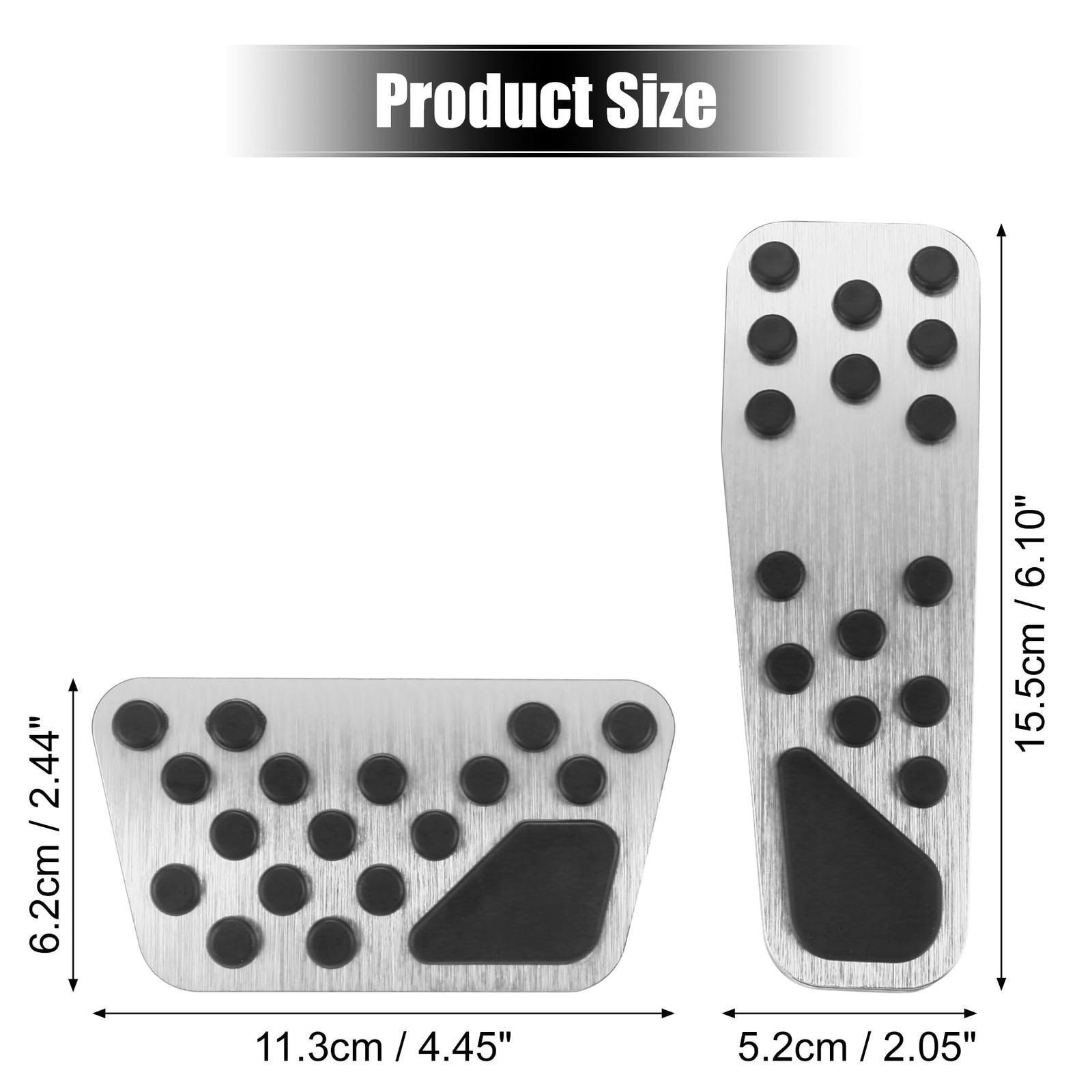 X AUTOHAUX 1 Set Anti Slip Aluminum Alloy Brake and 6.10″x2.05″, Silver Tone