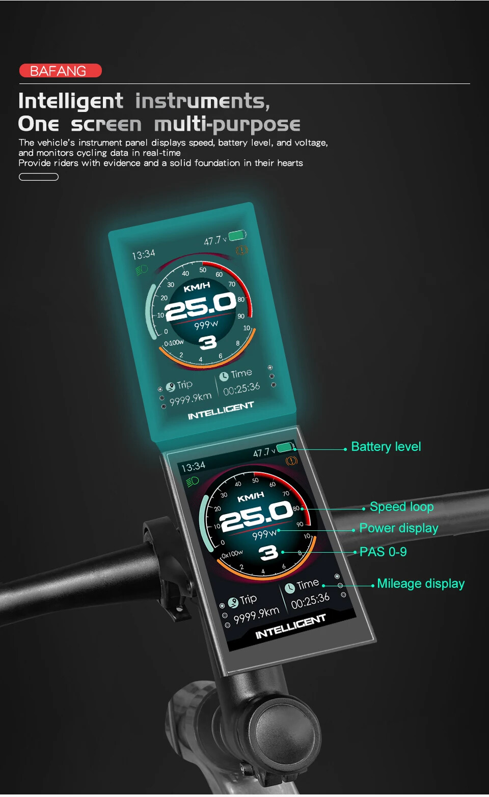 Electric Bicycle LCD P860C Display E-bike Intelligent LCD Screen for Mid Motor