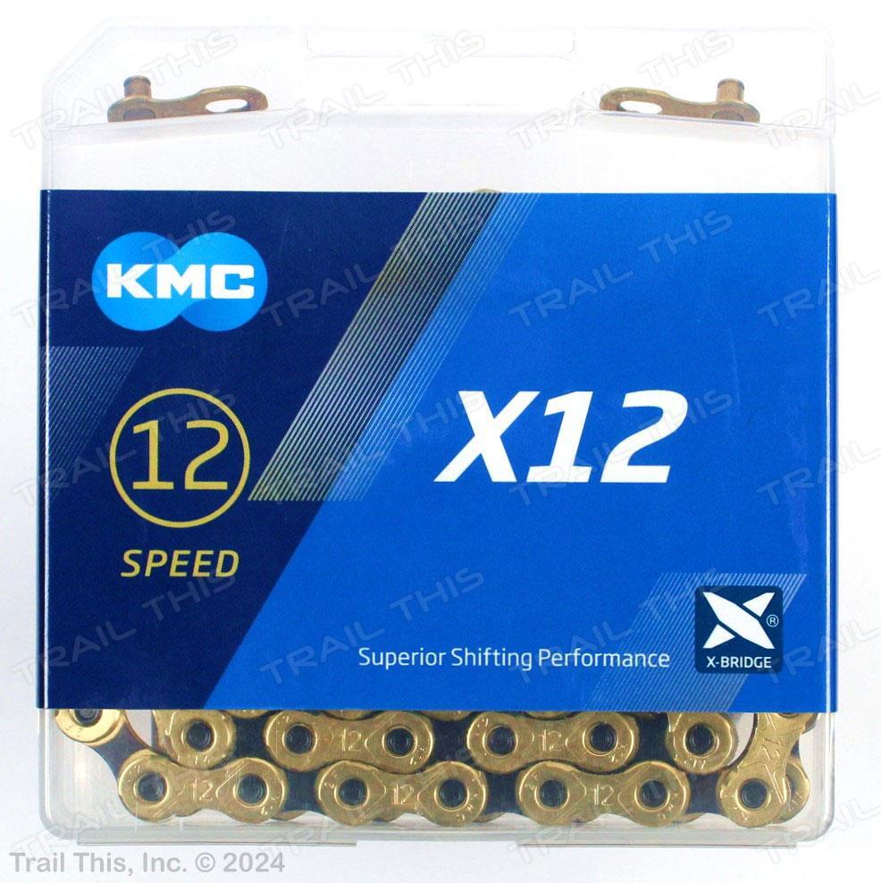 KMC X12 12-Speed 126L Ti Nitride Gold / Black Bike Chain fits SRAM Shimano