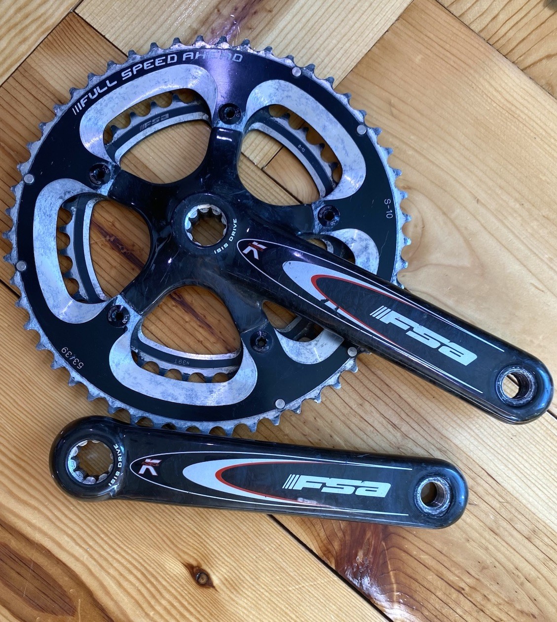 FSA K FORCE LIGHT CARBON CRANKSET 172.5MM TRIPLE 53/39 TOOTH