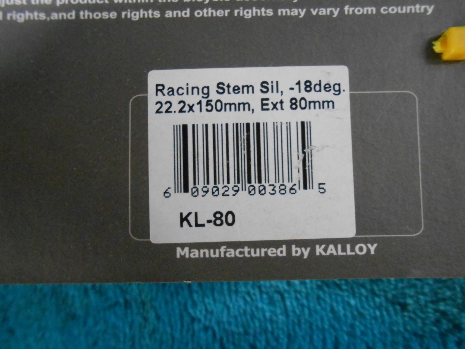 UNO Kalloy Performanced 80mm Bicycle Quill Stem Road Bike 25.4mm -18° Rise Silve