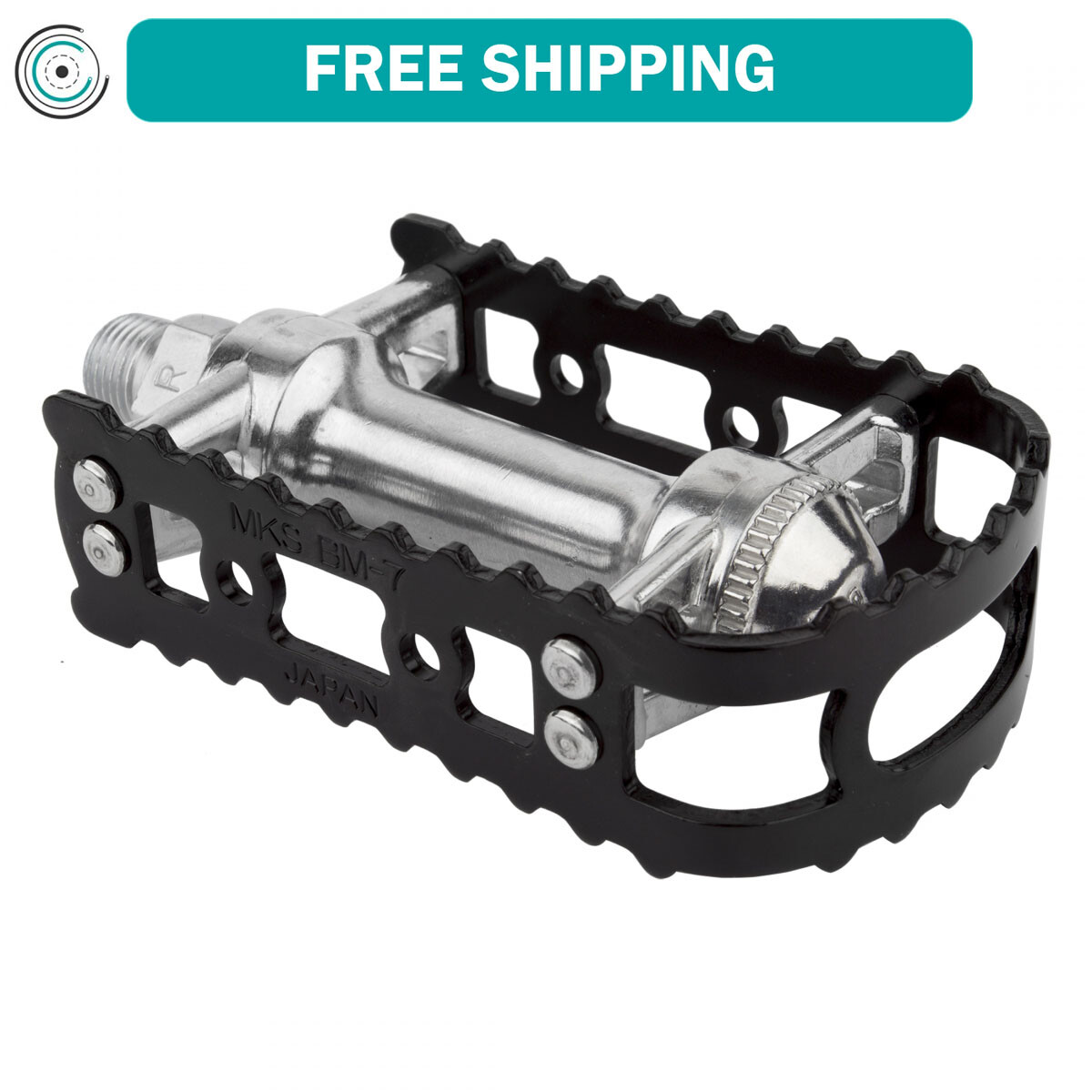 MKS BM-7 Cage Pedals 9/16″ Chromoly Axle Lightweight Aluminum Body Black/Silver