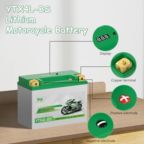 YTX4L-BS Lithium Motorcycle Battery LiFePO4 12V 2.5Ah 200CCA High YTX4L-2.5AH