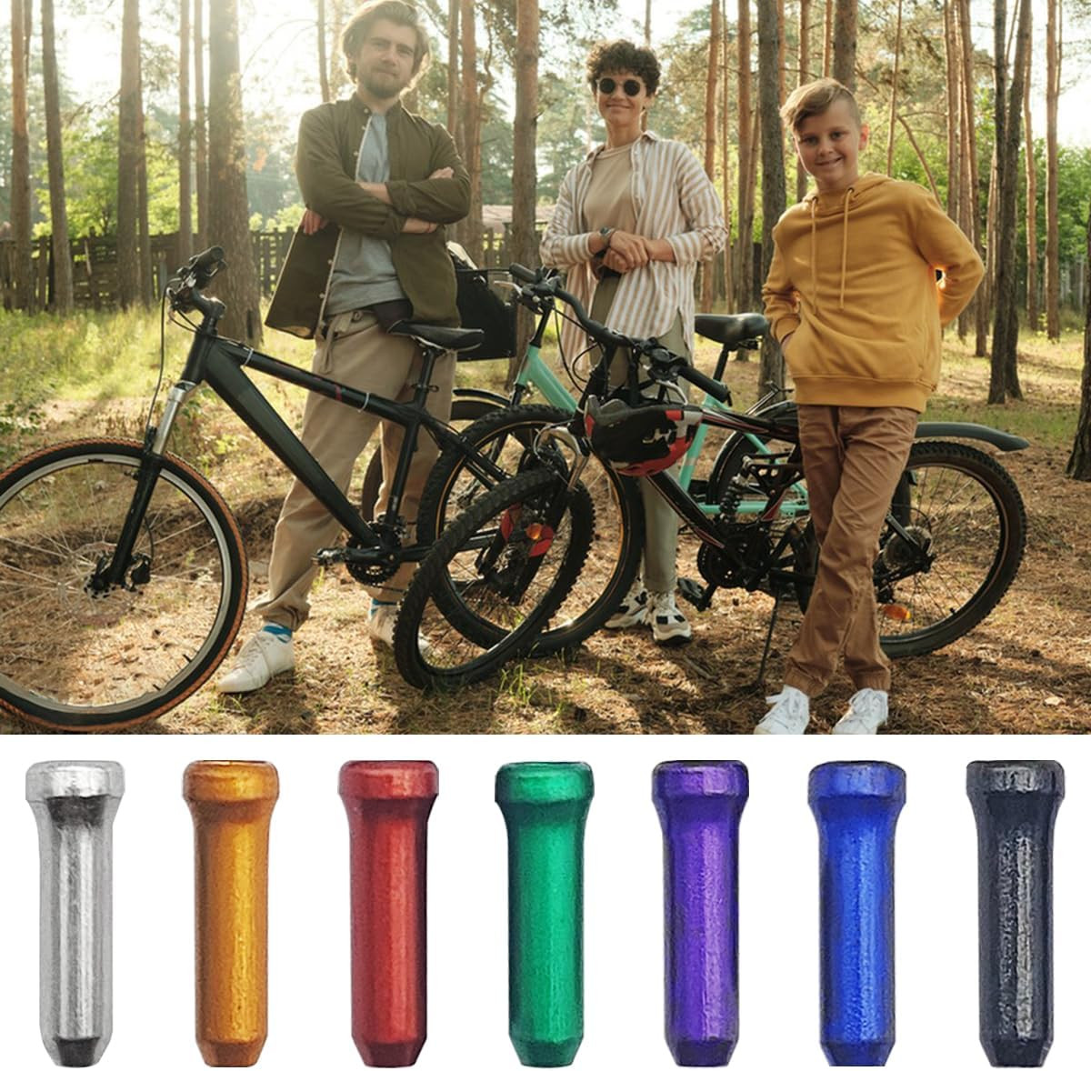 100 Pcs Bike Cable End Caps, Cable End Crimps, Derailleur Cable Tips, Bike Brake