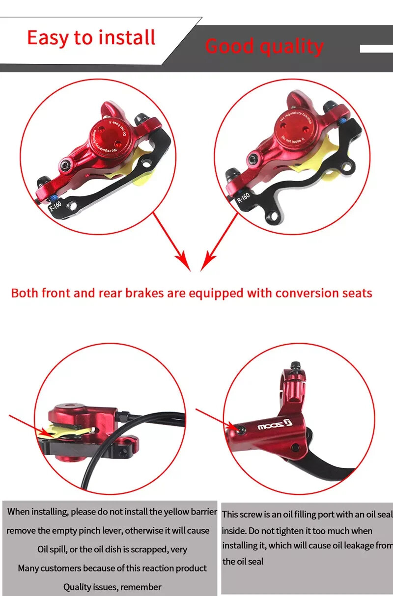 MT200 Mountain Bike Hydraulic Oil Brake Disc Brake Set Front Rear 800mm/1400mm