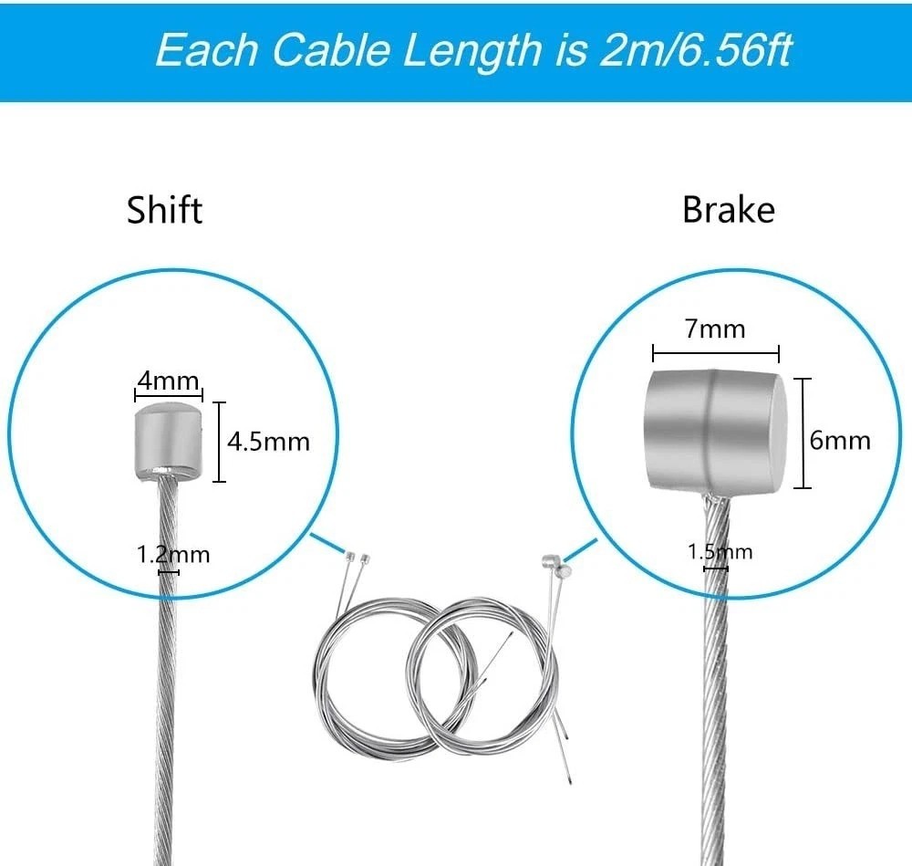 18 PCS Bike Brake and Shifter Cable Set – Durable Stainless Steel & Zinc-Coated