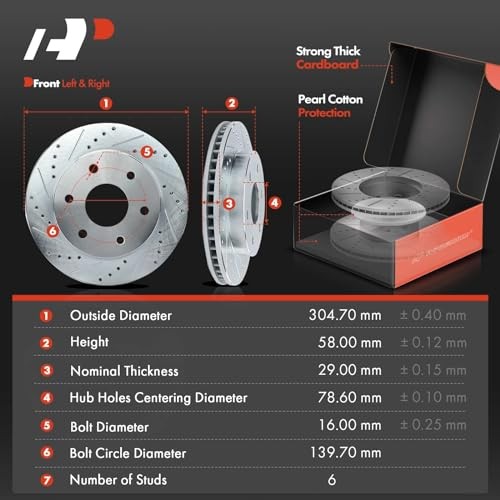 12.01 Inch (305mm) Disc Brake Rotors, 2-Pack | Compatible with Front Vented