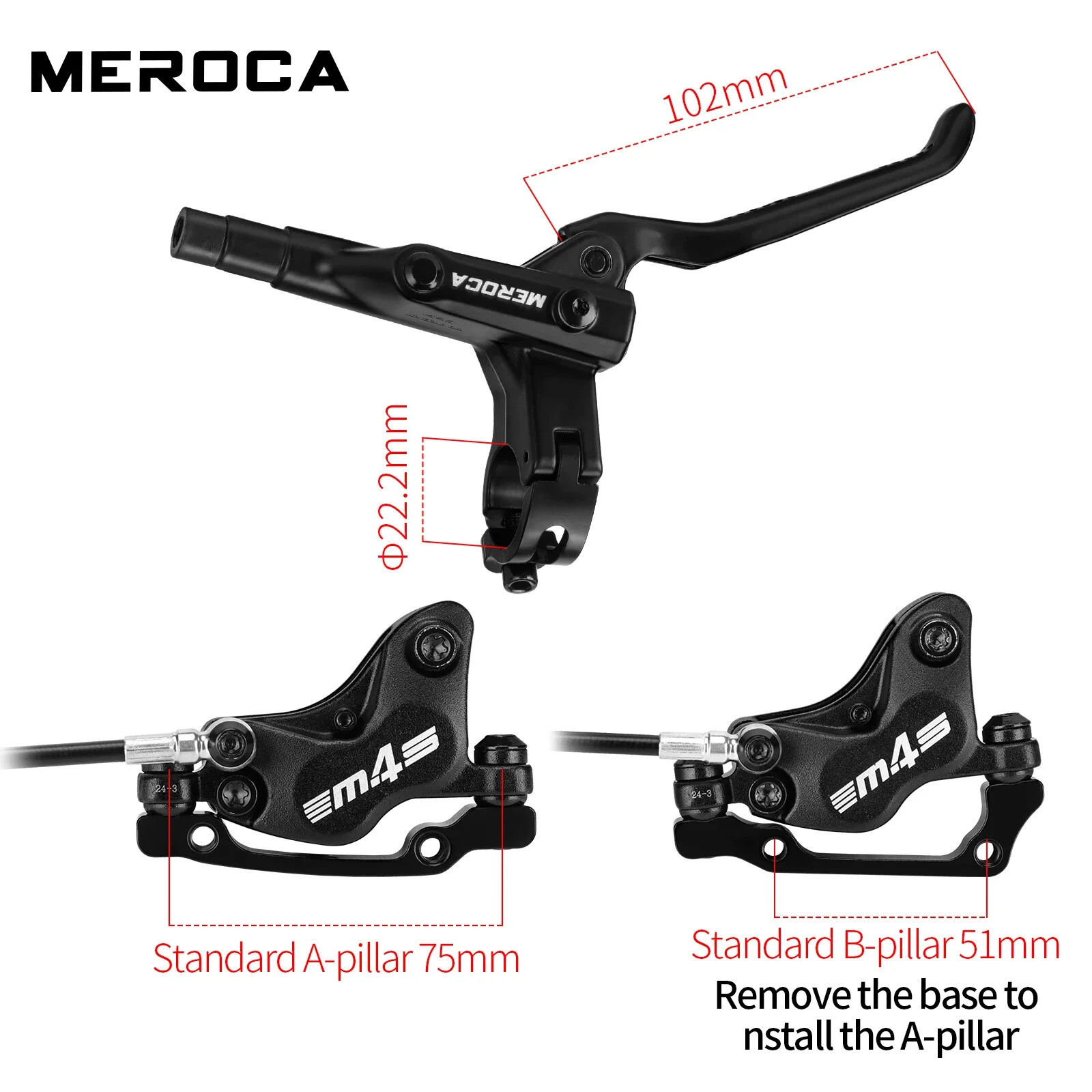 4-Piston Split Type Mountain Bicycle Hydraulic Oil Brake Front 850mm Rear 1600mm