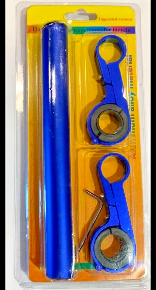 Bike Handlebar Extension Frame Aluminum Alloy 20cm Blue Mount Bracket New