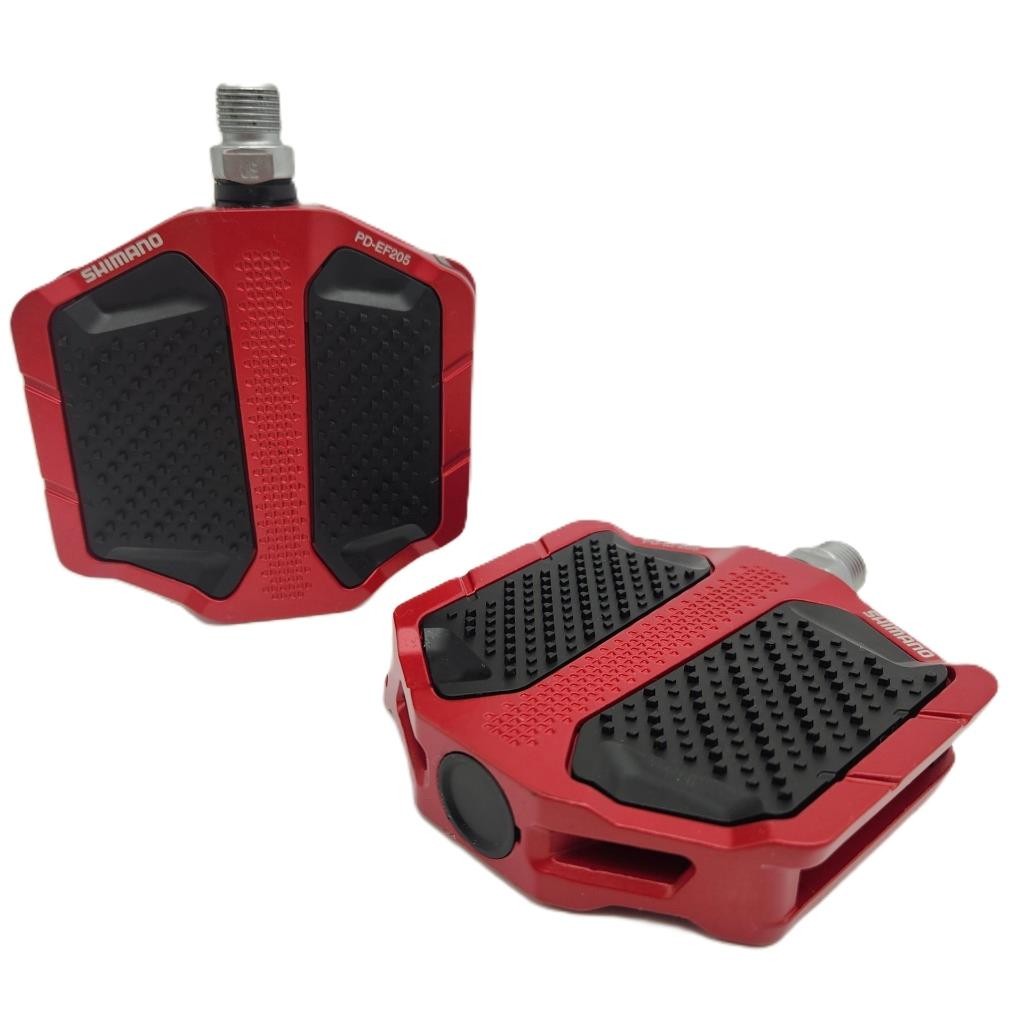 Shimano PD-EF205 Red & Black Urban Bicycle Flat Platform Pedals 9/16″