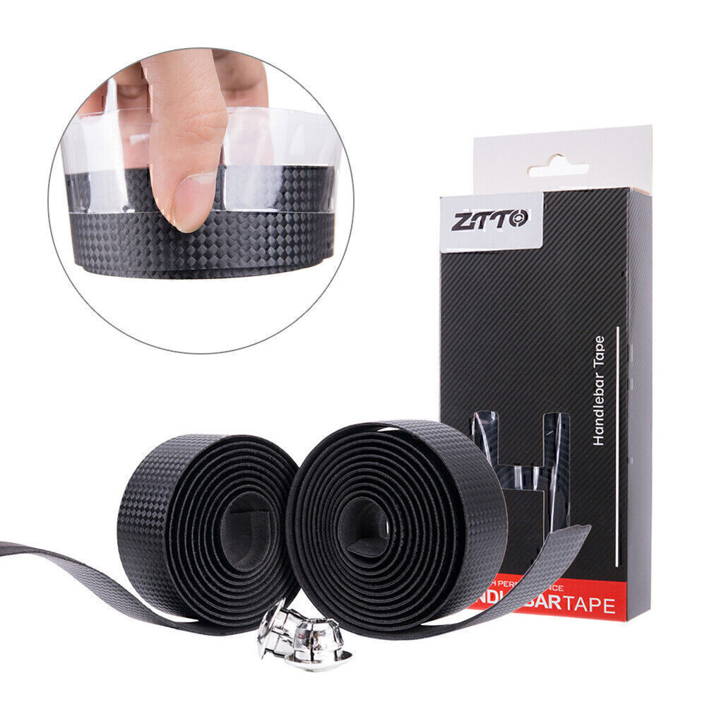 Bicycle Handlebar Strap Carbon Fiber Grain Leather Shock Absorb Handlebar Wraps