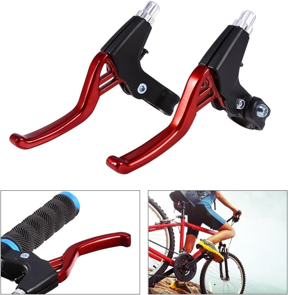 Ambidextrous Bicycle Brake Handle Set – Automatic Restoration – 6.3 inch – Red