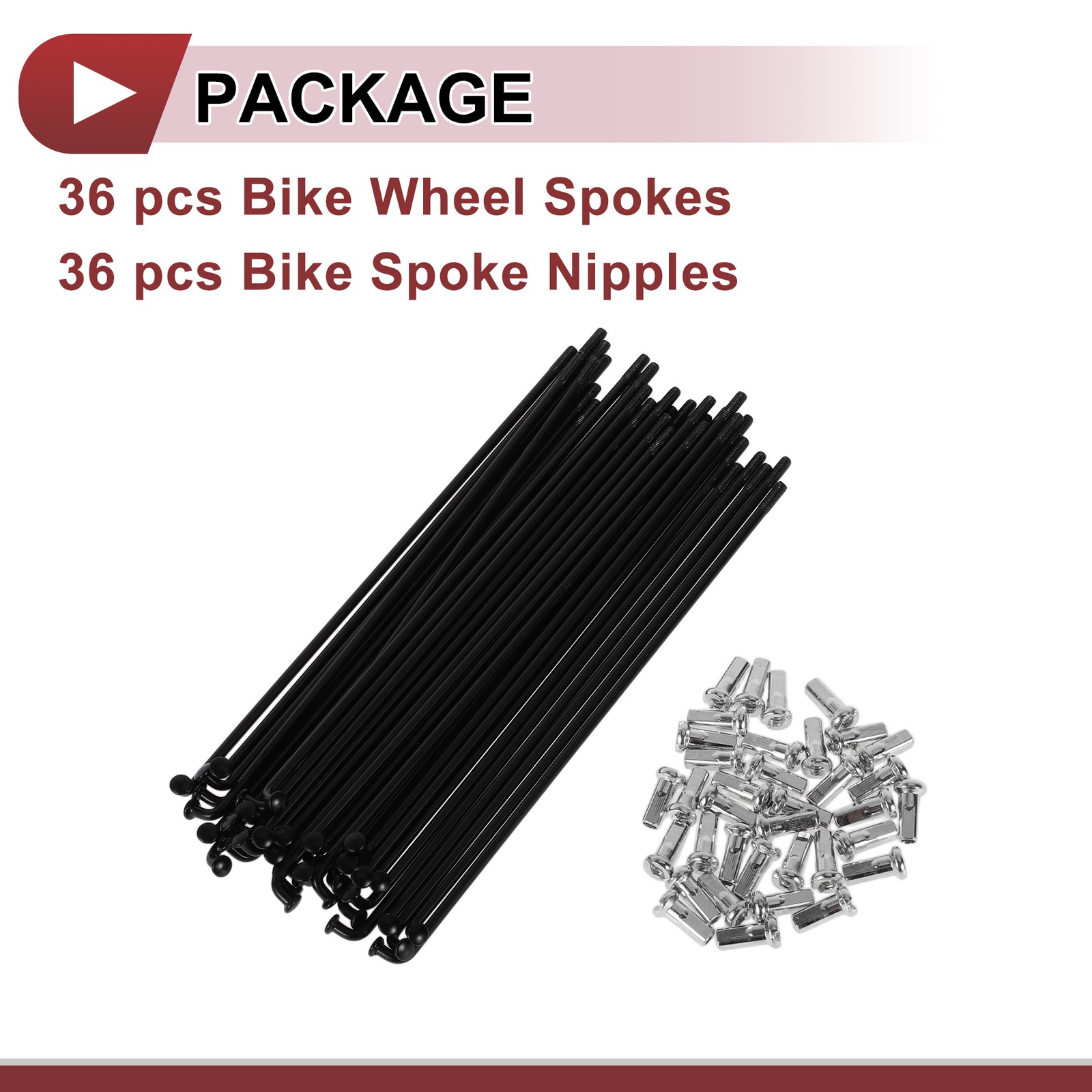 36 Set 12G Bicycle Spokes 139mm Bike Wheel Spokes 45 Steel Black