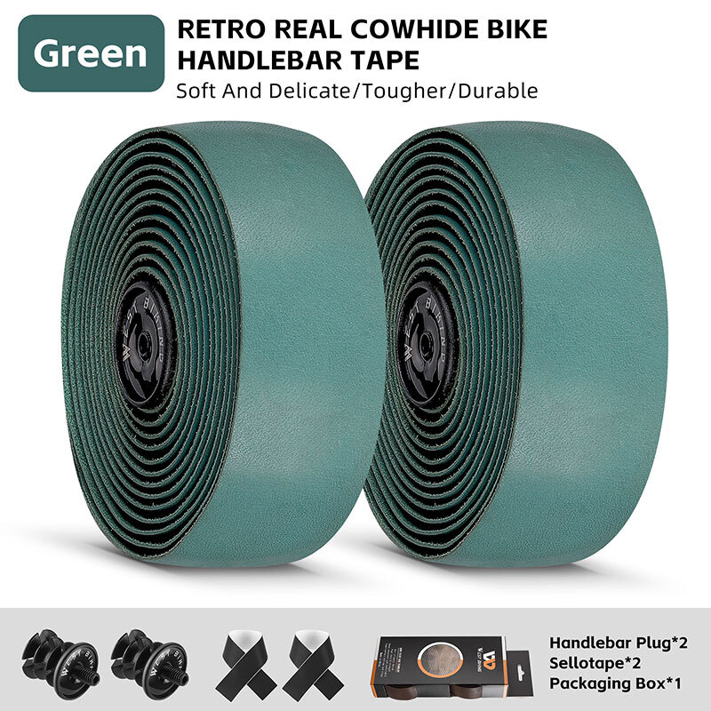 WEST BIKING Genuine Leather Bicycle Handlebar Tape Road Bike Retro Color Belt