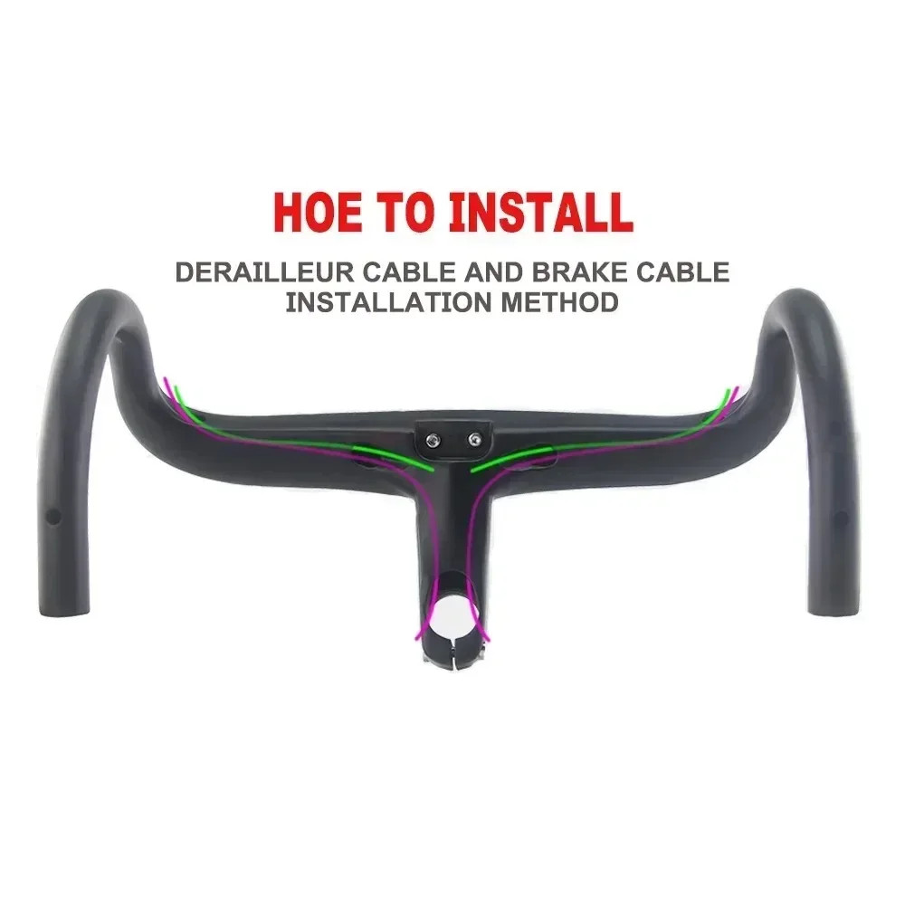 380-440mm Carbon Road Bike Internal Wiring Integrated Bar with Comput Holder