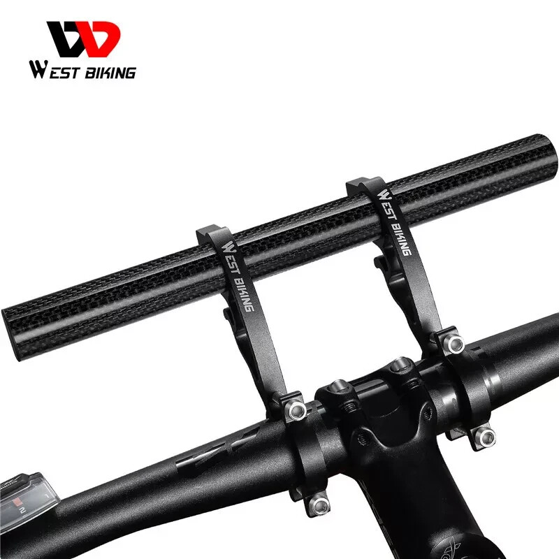 West Biking Bicycle Handlebar Extender Carbon Fiber Double Clamp Mount 18-35mm