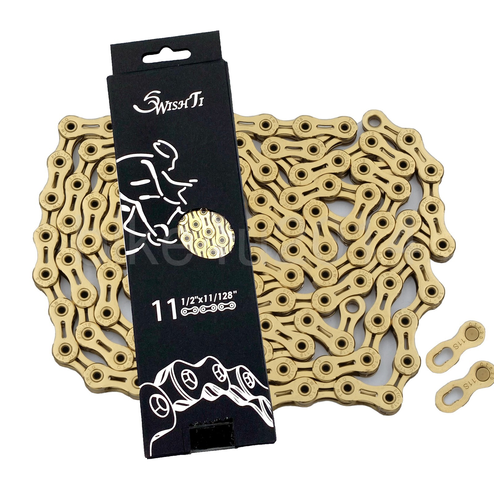 238g 116Link 11-Speed 1/2″x11/128″ Bike Chain,Ceramic Coating Ti Gold New