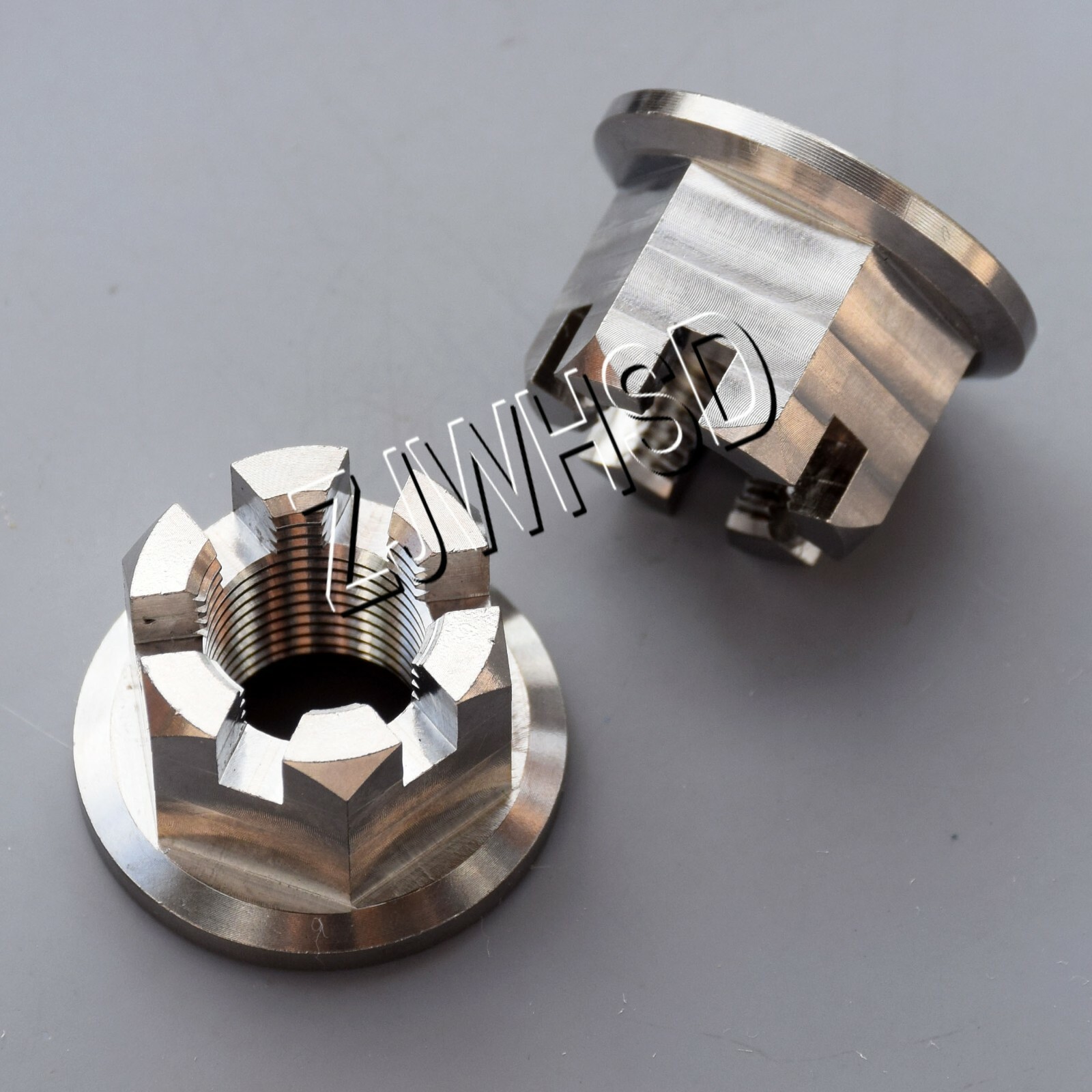2pcs M14 x 1.5 Titanium Ti Hex Flange Slot Castle Crown Nut Pro Aerospace Grade