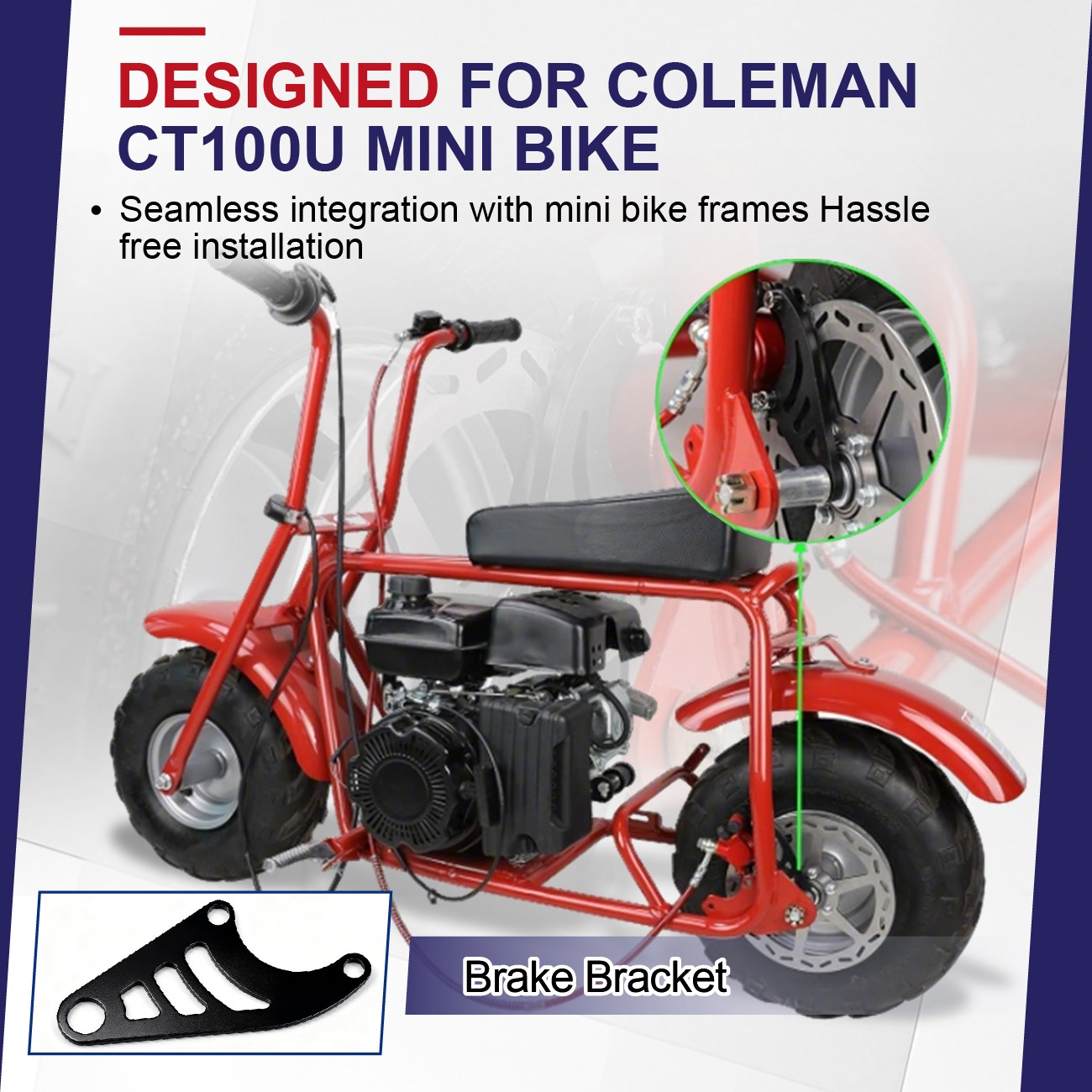 Mini Bike Hydraulic Brake Bracket Kit For Coleman CT100U 98cc 3.0HP Minibike