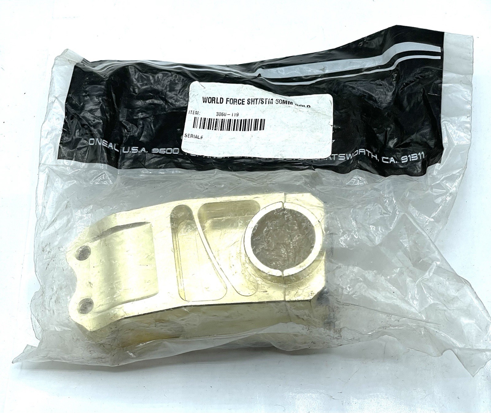 O’Neal World Force Gold Anodized 60mm Stem 25.4 Clamp NOS Vintage MTB / BMX