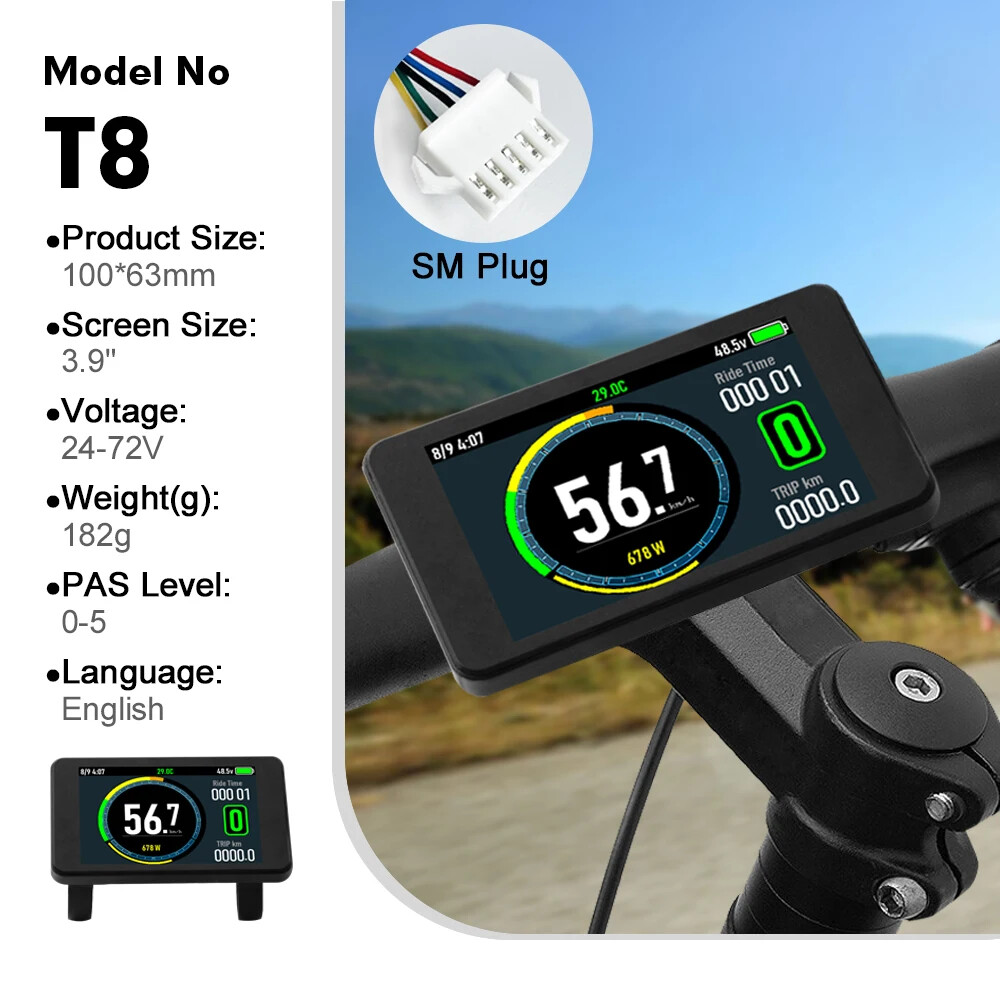 E-bike Display 24V 36V 48V 52V 60V 72V E-bike Colour SM/Waterproof Plug Display