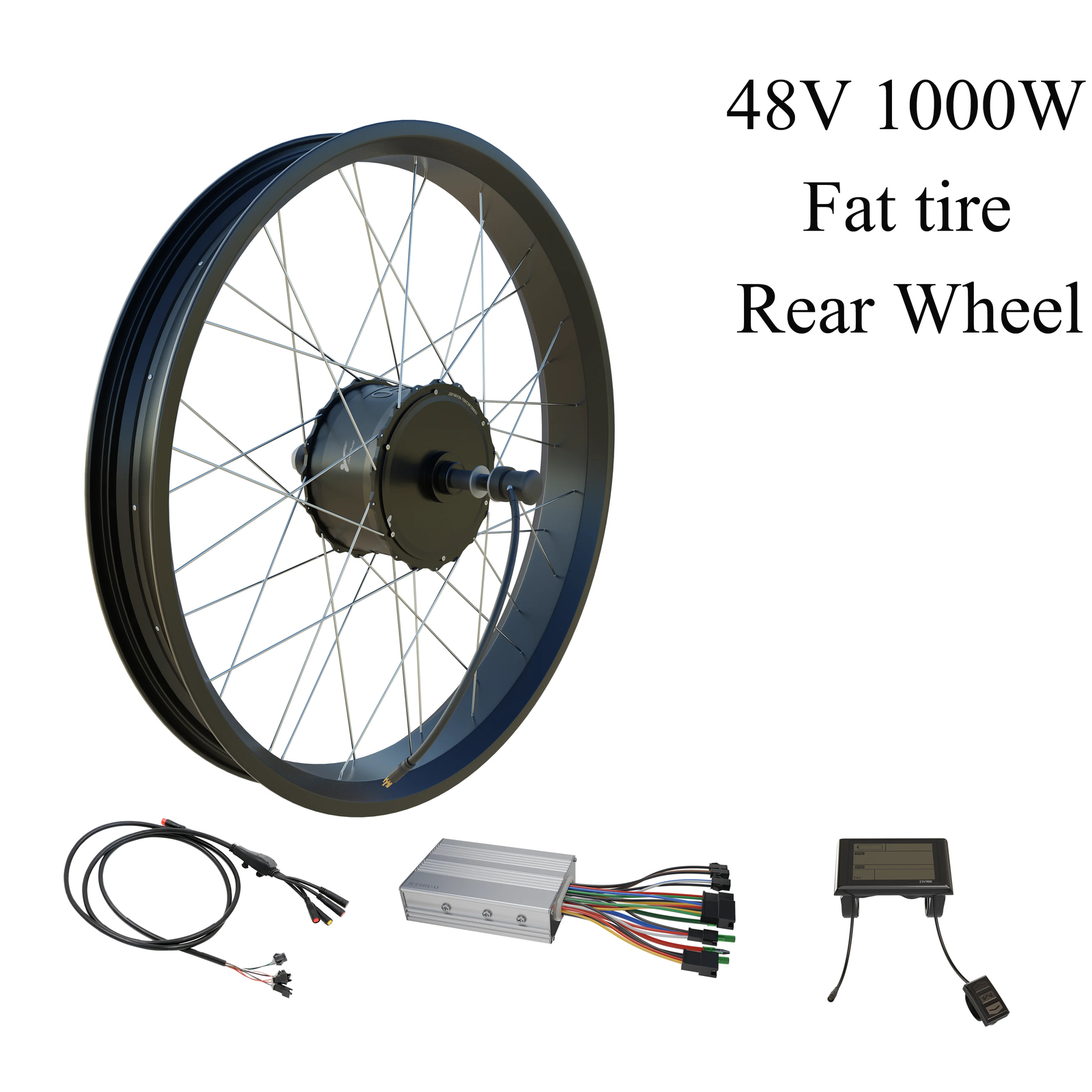 20 24 26» Snow Electric Bike Conversion Kit 48V 1000W Fat Tire Rear Hub Motor