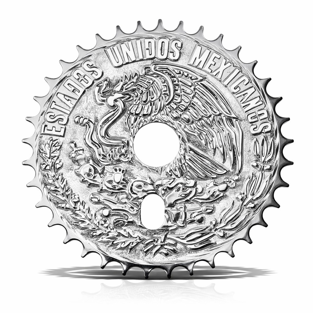 Bicycle LaserCut Chrome 3D Engraved Estados Unidos Mexicanos 36T Custom Sprocket