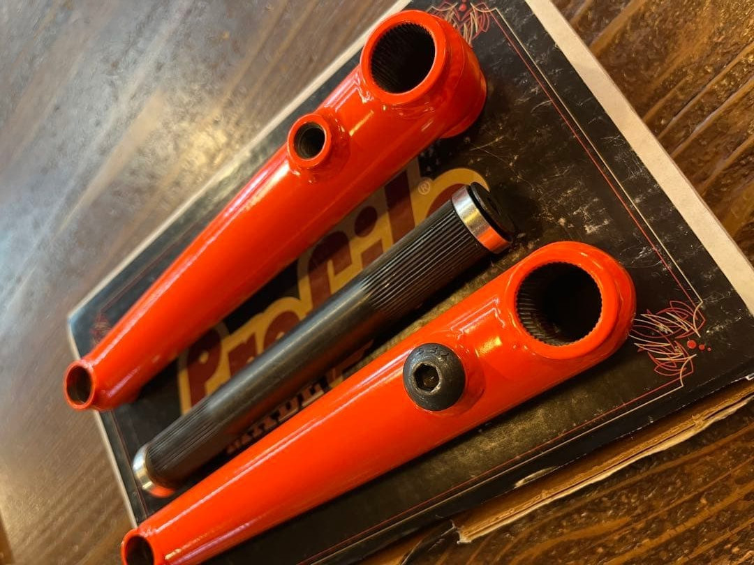 Profile Racing Cr-Mo BMX Crankset 175mm 19mm Spindle Limited Orange w/ Tool Bolt