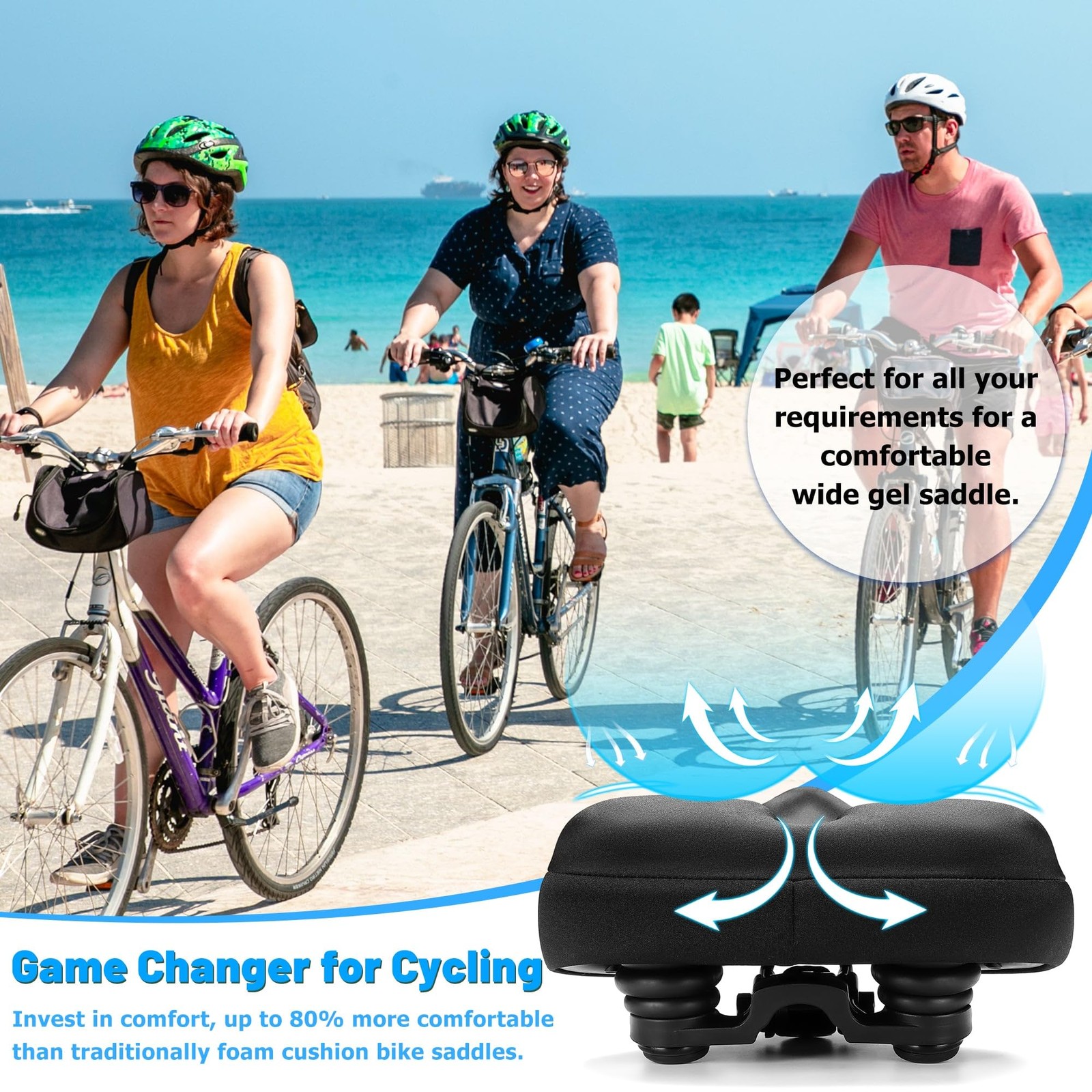 CDYWD Oversized Bike Seat for Men & Women, Comfortable Gel Padded, Extra Wide…