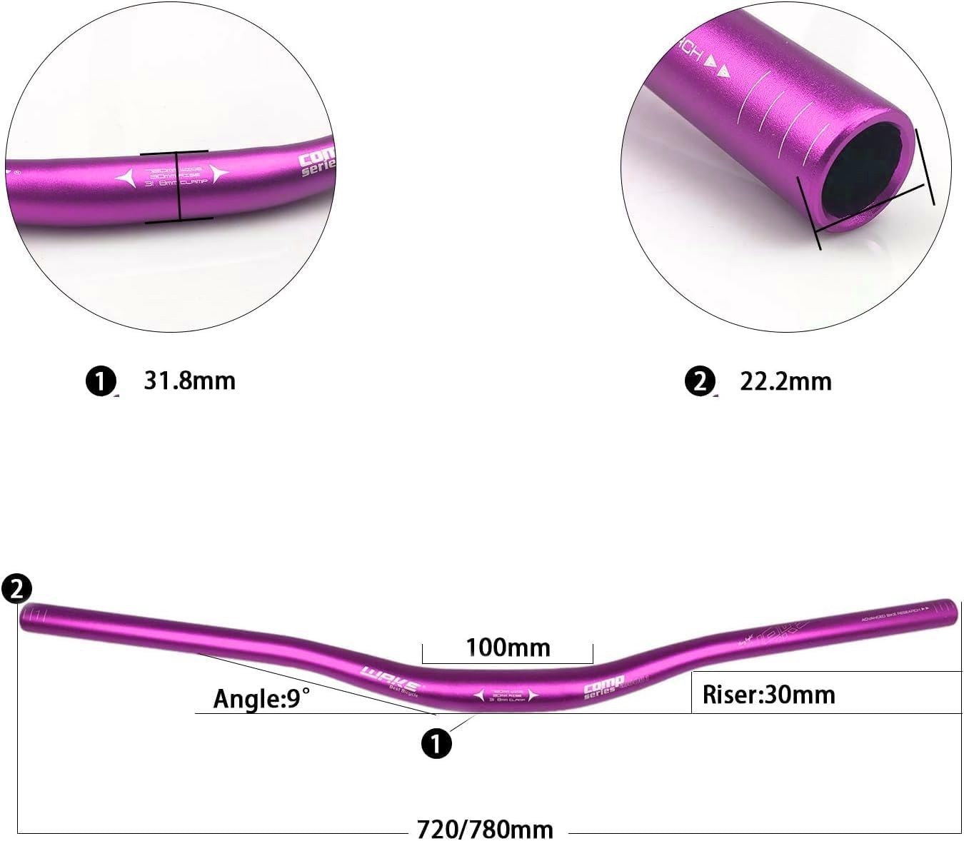 31.8mm MTB Riser Handlebar 780mm – Lightweight Aluminum for Off-Road Adventures