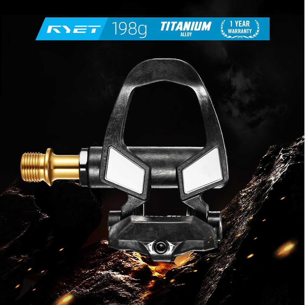 RYET Carbon Road Bike Pedals 198g Titanium Spindle DU Bearings 6° Float SPD