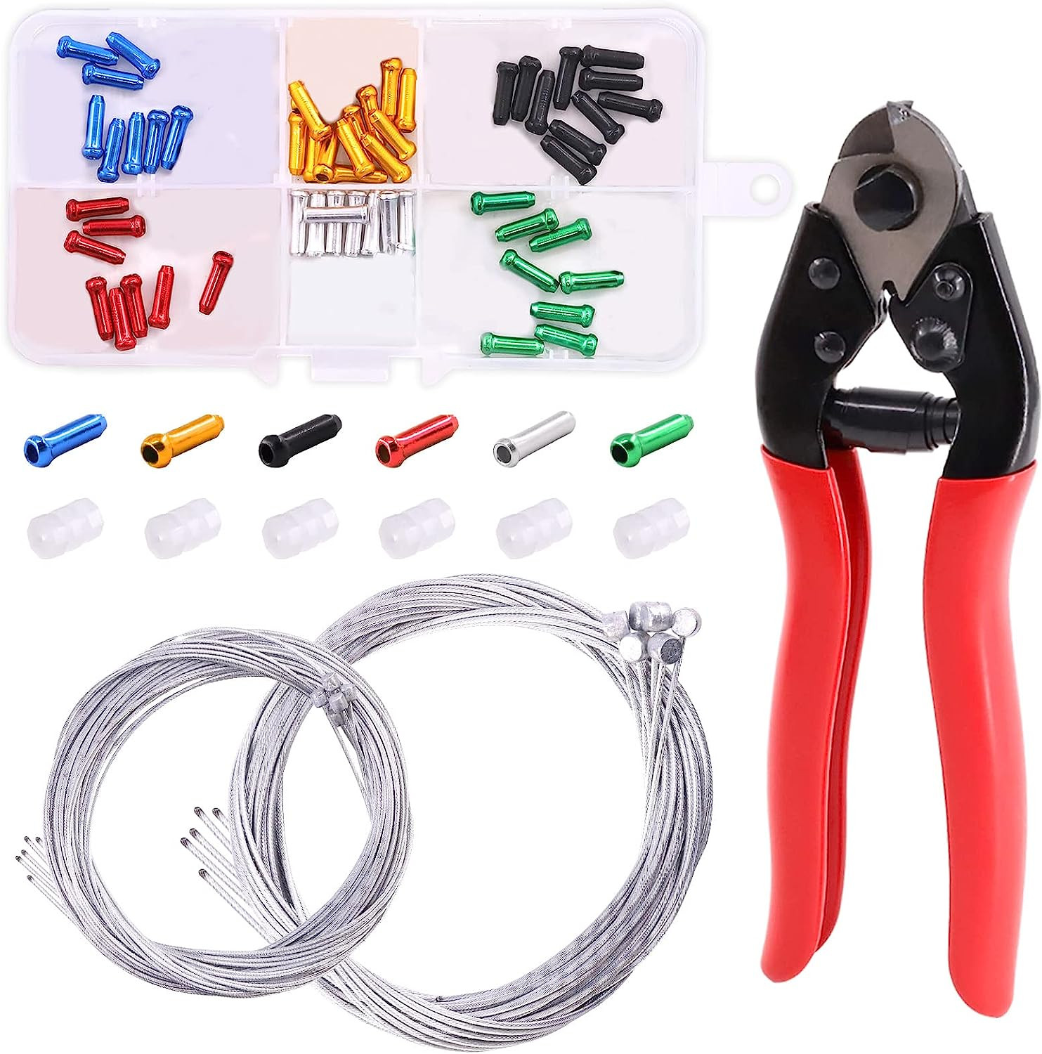 Stainless Steel Bike Cable Cutter and Brake/Shift Cable Kit with Crimp Terminals