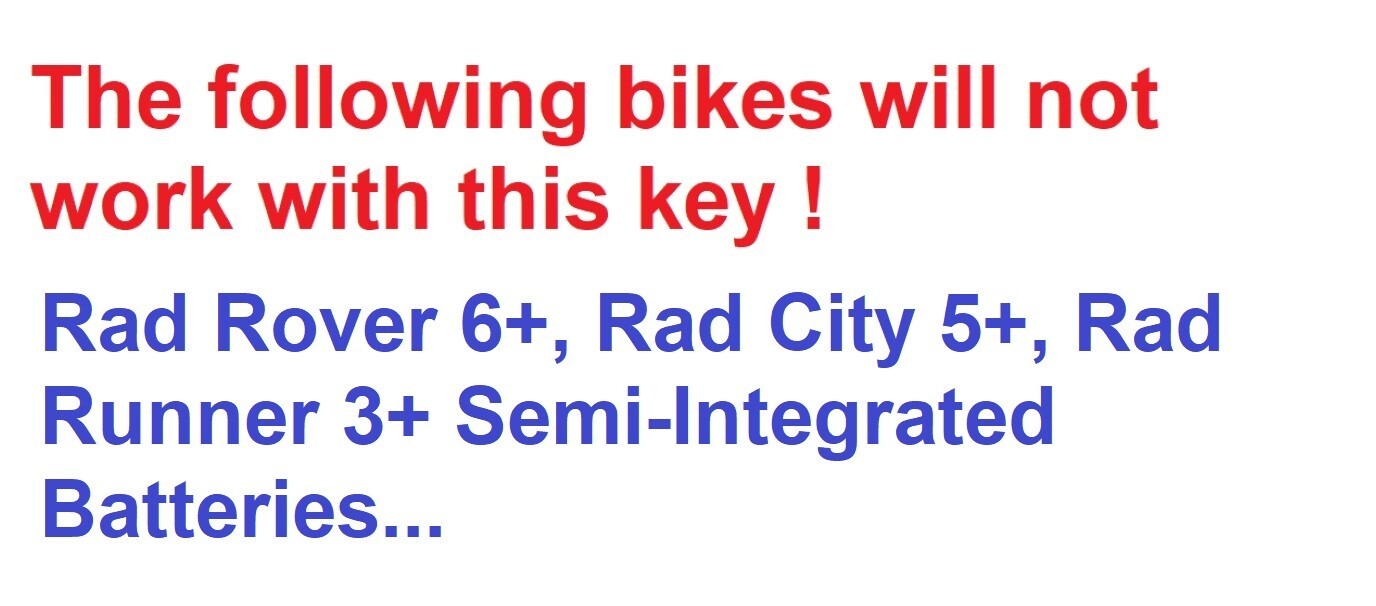 🔑 RAD Power Bikes Universal Battery Key-Lot of 3 keys @ $5.33/ key w/shipping🔑