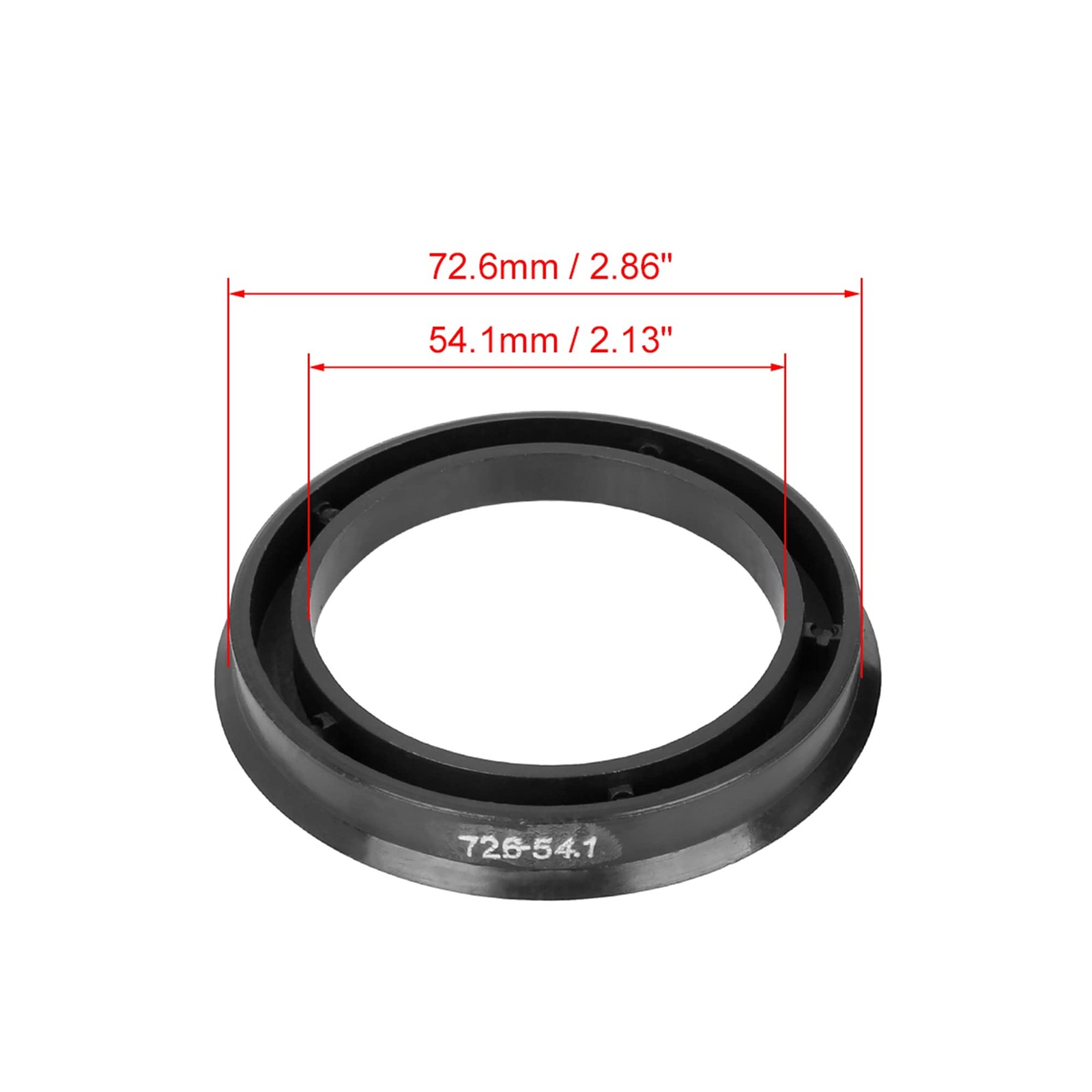 X AUTOHAUX Hub Rings 72.6mm OD to 54.1mm ID Black