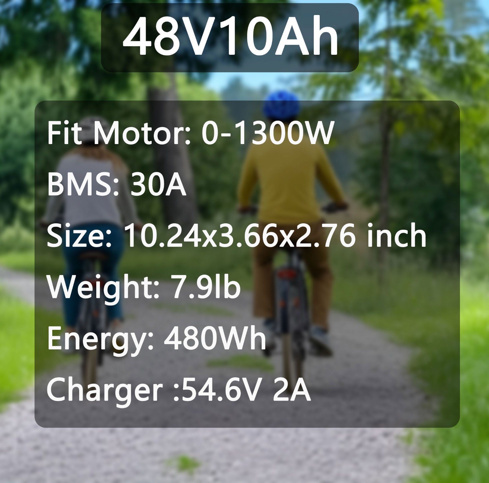 48V Ebike Battery 8Ah/10Ah/14Ah/20Ah For 0-1300W Motor Electric Bicycle 30A BMS