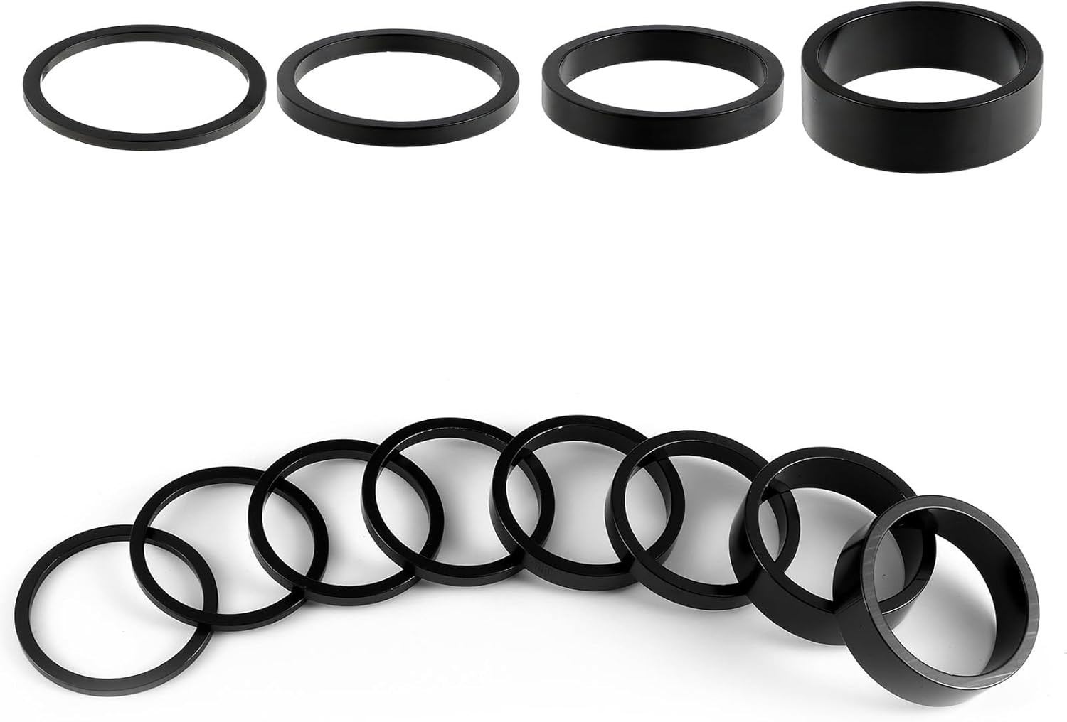 12PCS Aluminum Bike Stem Spacers 1 1/8 – 4 Sizes (2mm, 3mm, 5mm, 10mm) for MTB,
