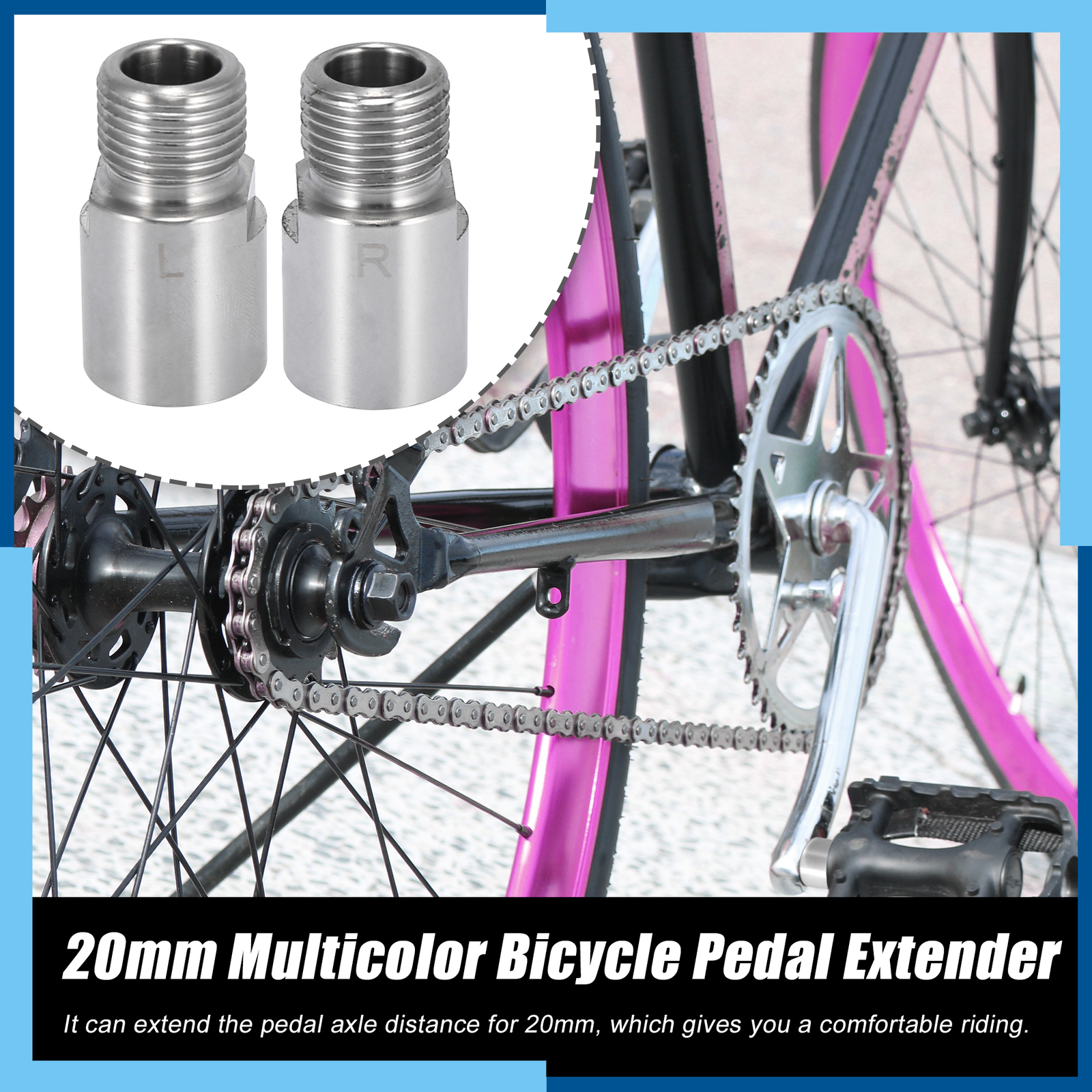 Pack(2) Bicycle Pedal Adapter Extended Pedal Spacer for 9/16″ Threaded Pedals