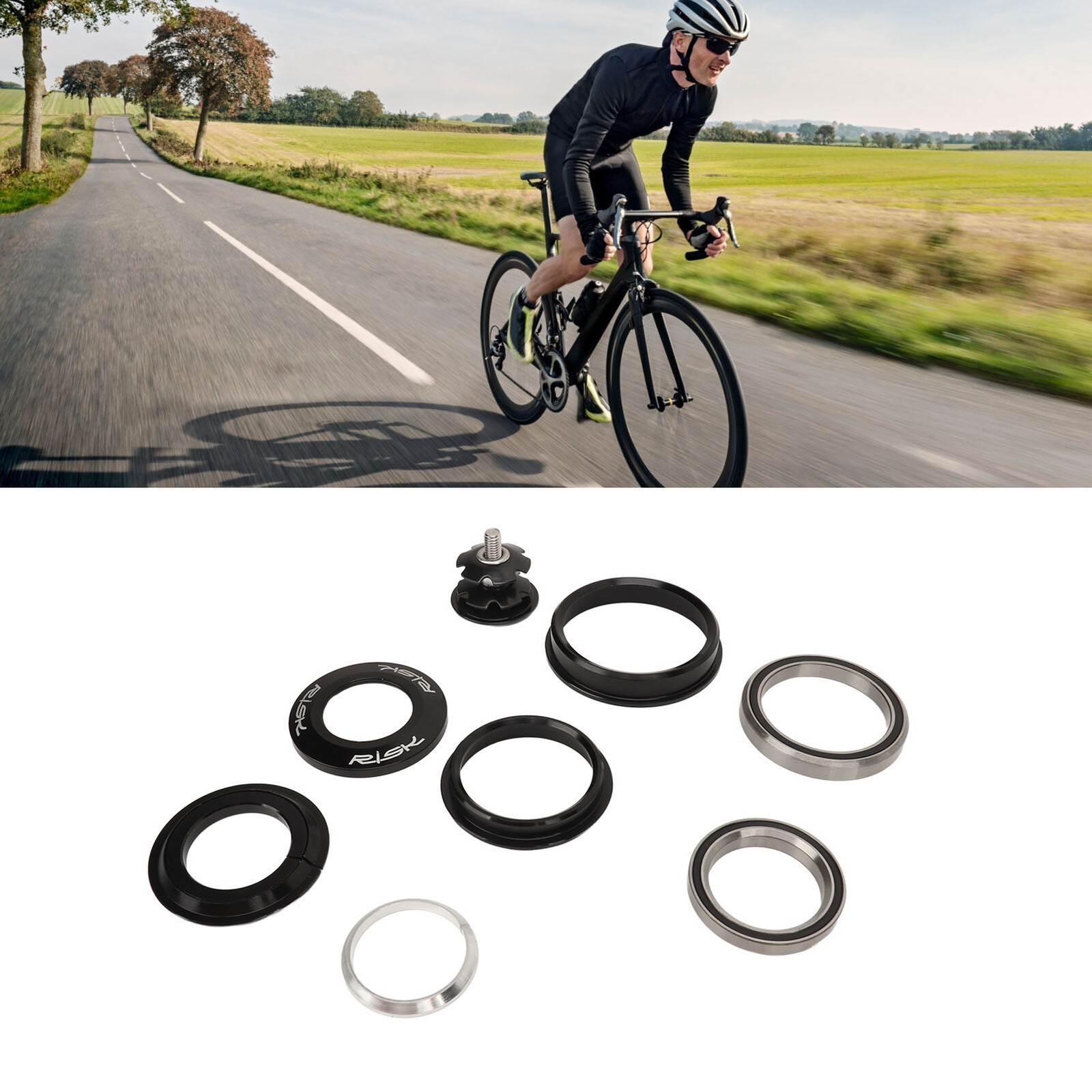 Bicycle Front Fork Bowl Set Aluminum Alloy Dual Bearings Mountain Bike Headset